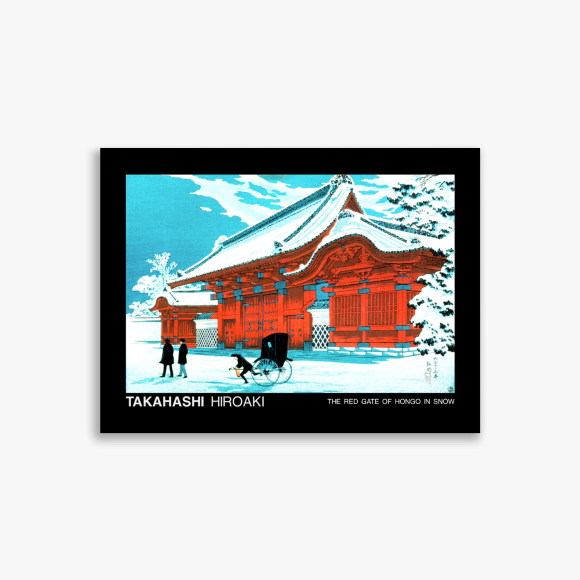 Hiroaki Takahashi - The Red Gate of Hongo in Snow - Decoration 30x40 cm Poster