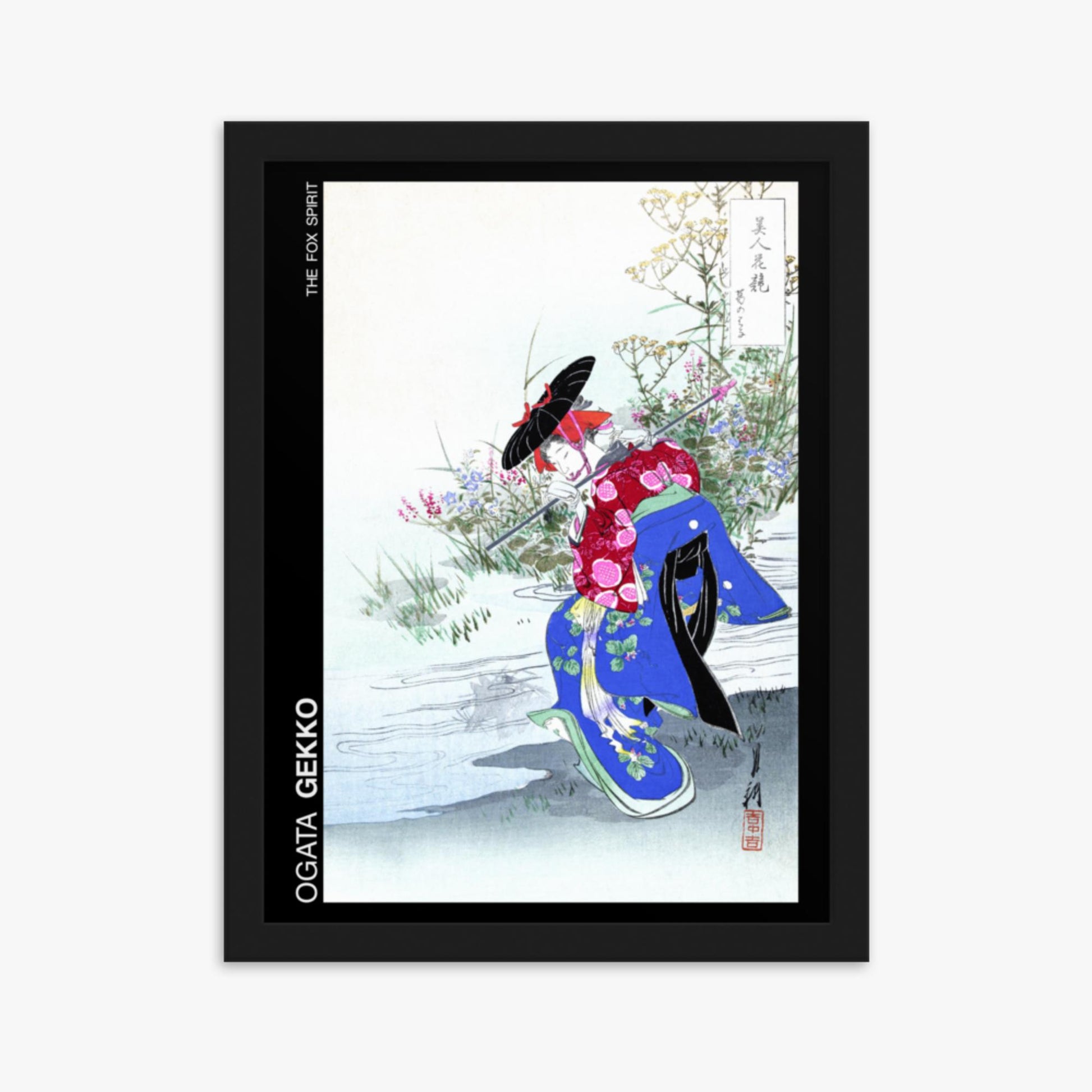 Ogata Gekko - The Fox Spirit - Decoration 30x40 cm Poster With Black Frame