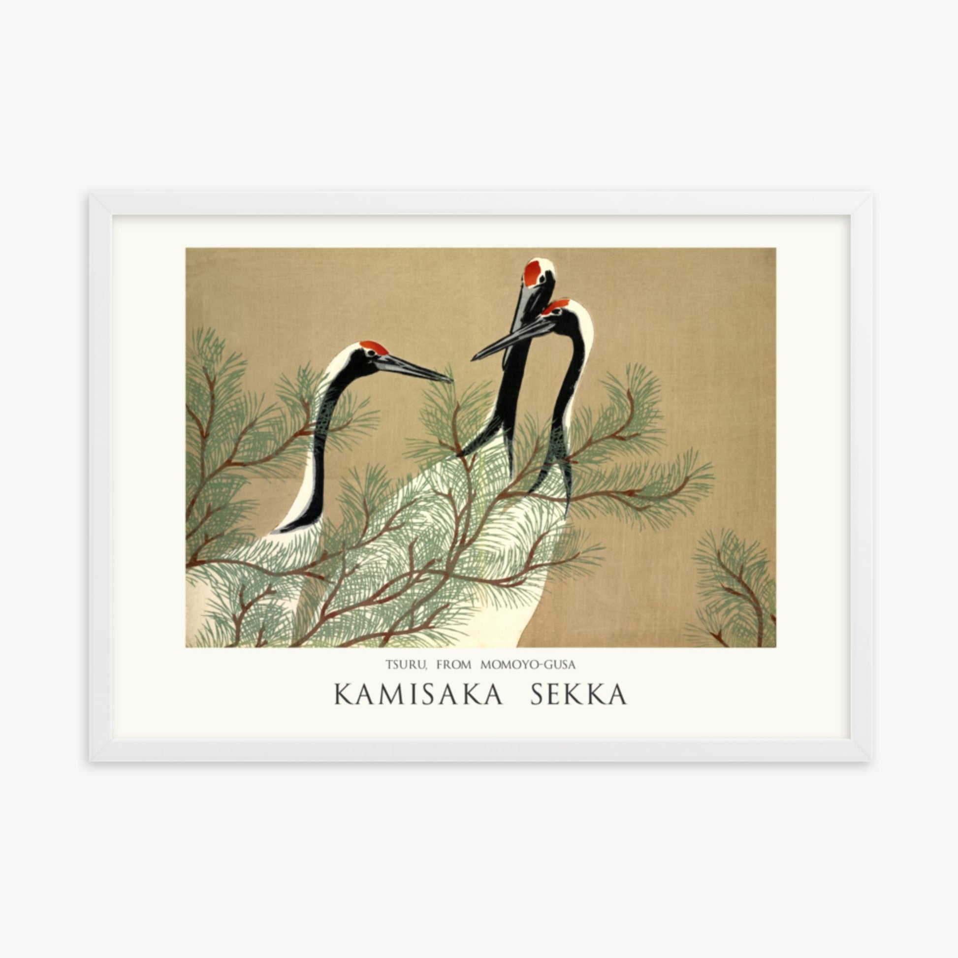 Kamisaka Sekka: Tsuru, from Momoyo-gusa - Japandi - 50x70 cm Poster With White Frame