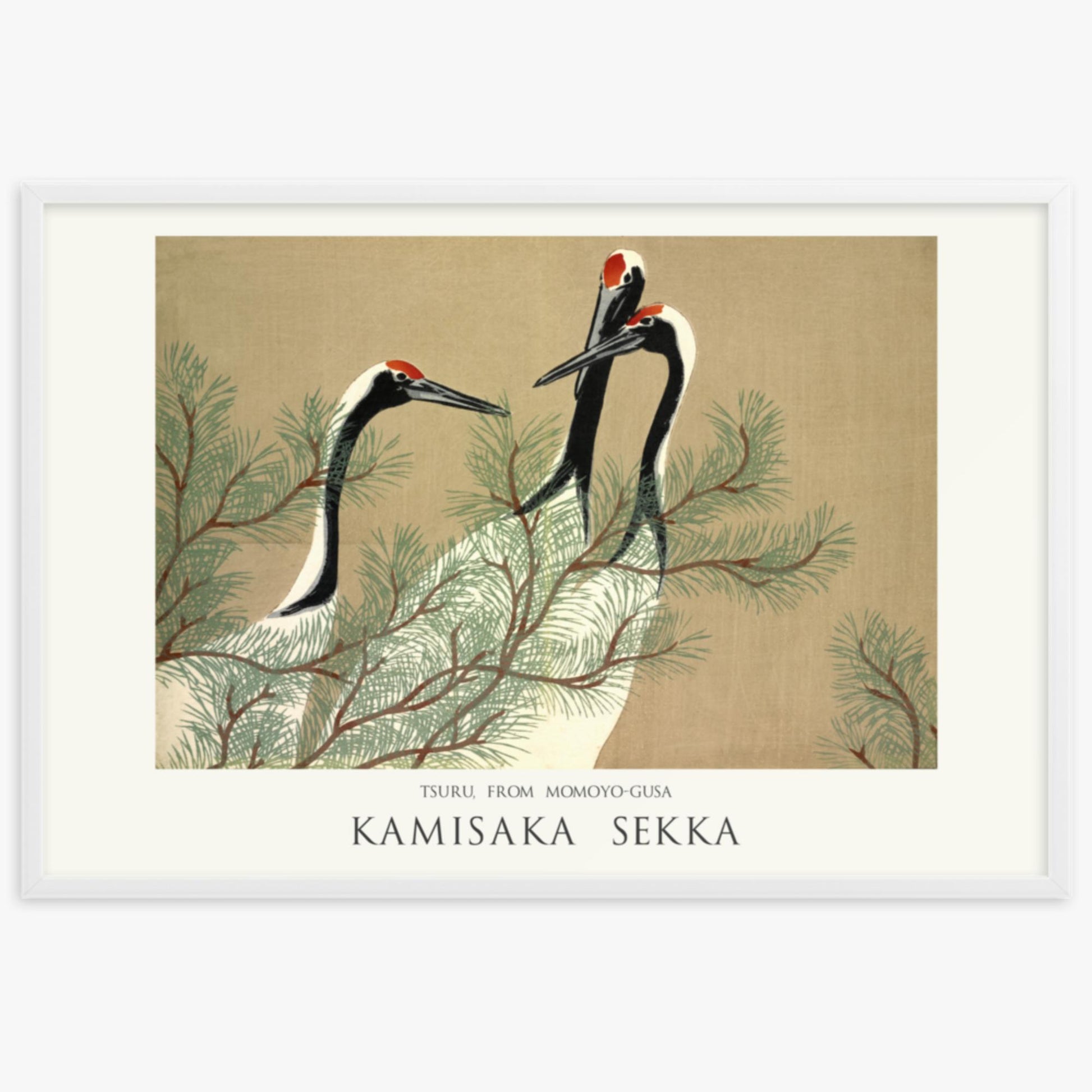 Kamisaka Sekka: Tsuru, from Momoyo-gusa - Japandi - 61x91 cm Poster With White Frame