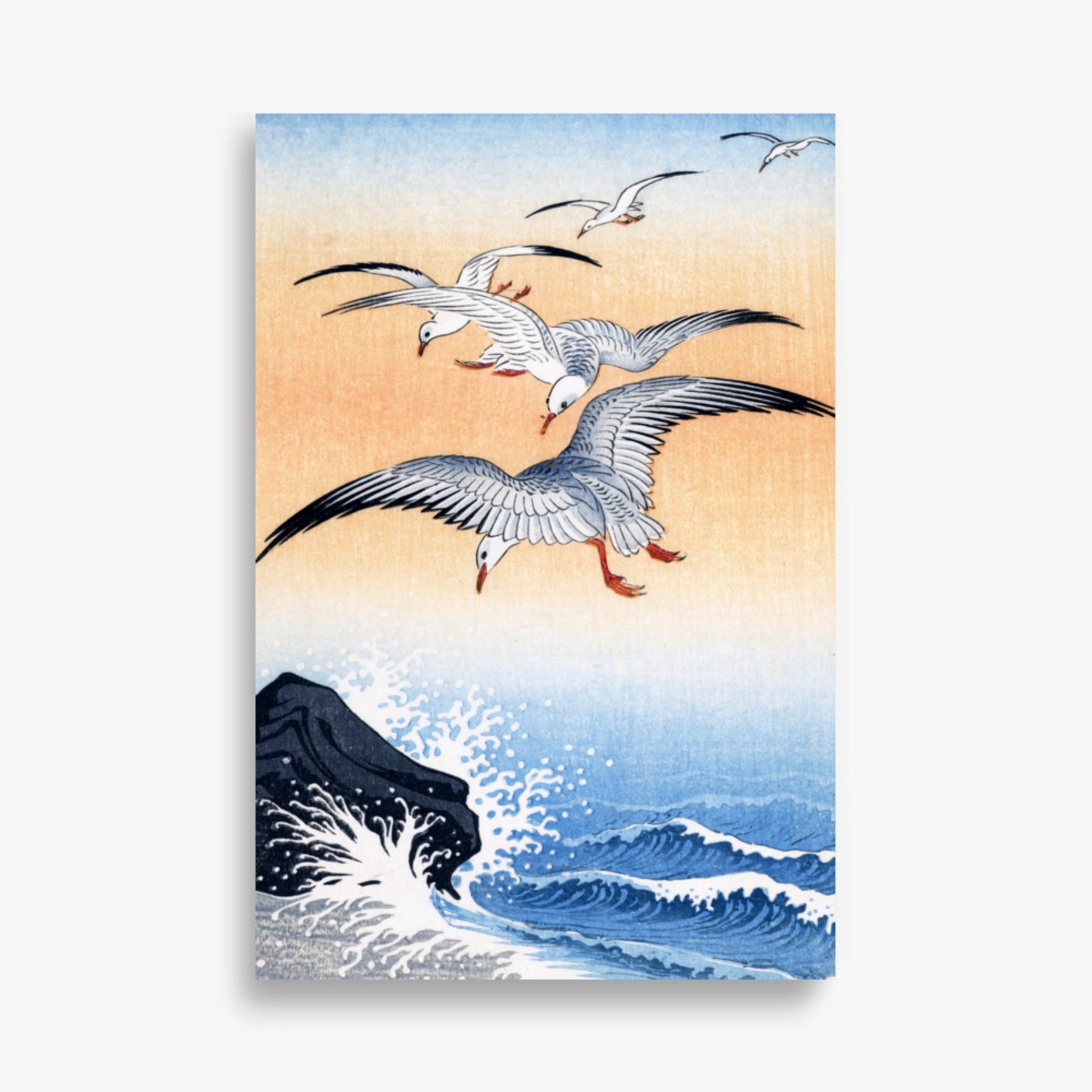 Ohara Koson - Five Seagulls Above Turbulent Sea 61x91 cm Poster