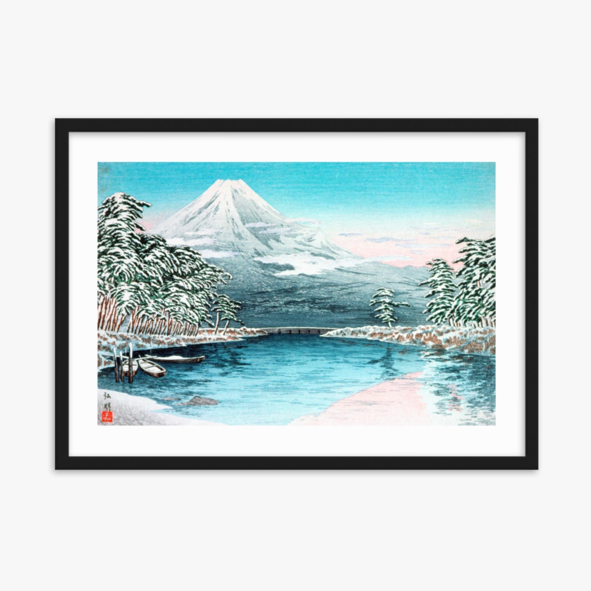 Takahashi Hiroaki (Shōtei) - Mt. Fuji from Tagonoura, Snow Scene 50x70 cm Poster With Black Frame