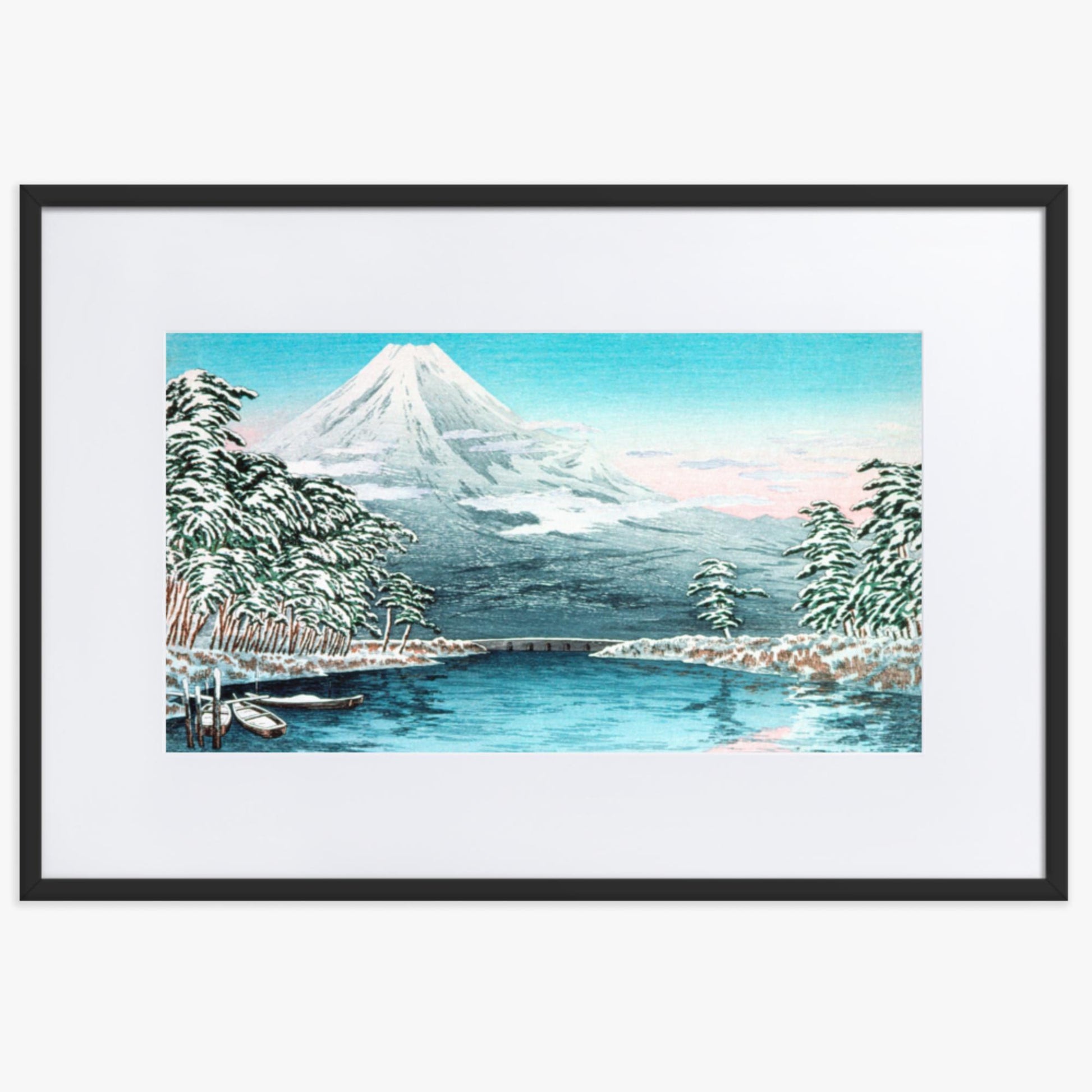 Takahashi Hiroaki (Shōtei) - Mt. Fuji from Tagonoura, Snow Scene 61x91 cm Poster With Black Frame