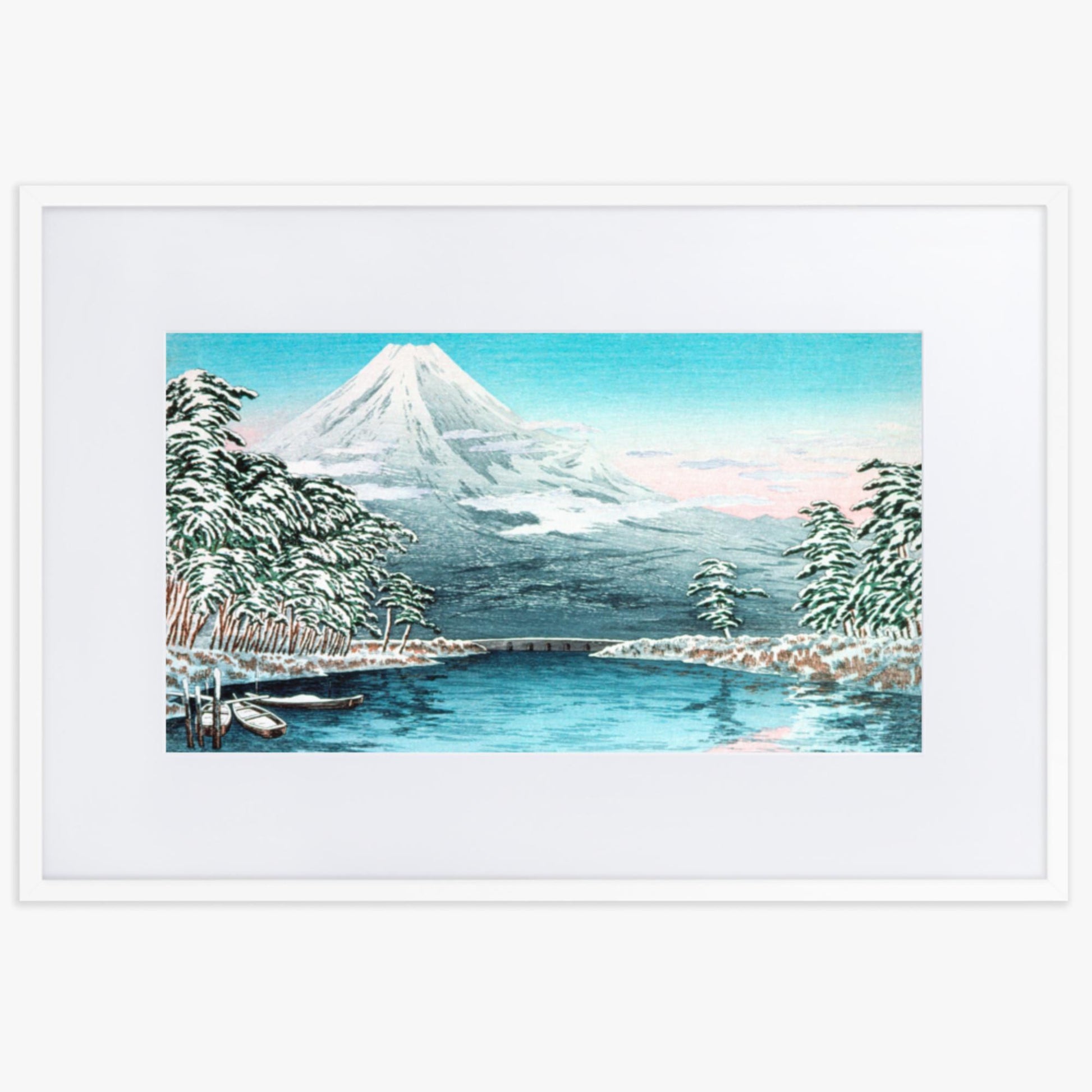 Takahashi Hiroaki (Shōtei) - Mt. Fuji from Tagonoura, Snow Scene 61x91 cm Poster With White Frame