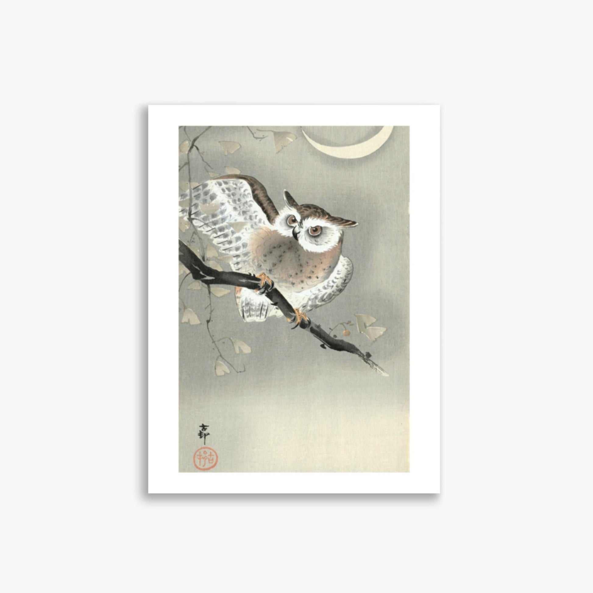 Ohara Koson - Long-Eared Owl in Ginkgo 30x40 cm Poster