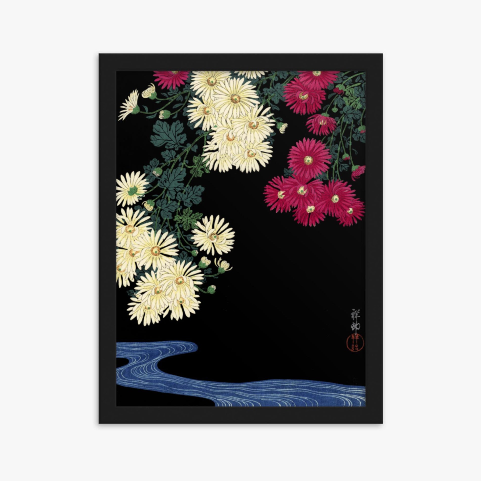 Ohara Koson - Chrysanthemums 30x40 cm Poster With Black Frame