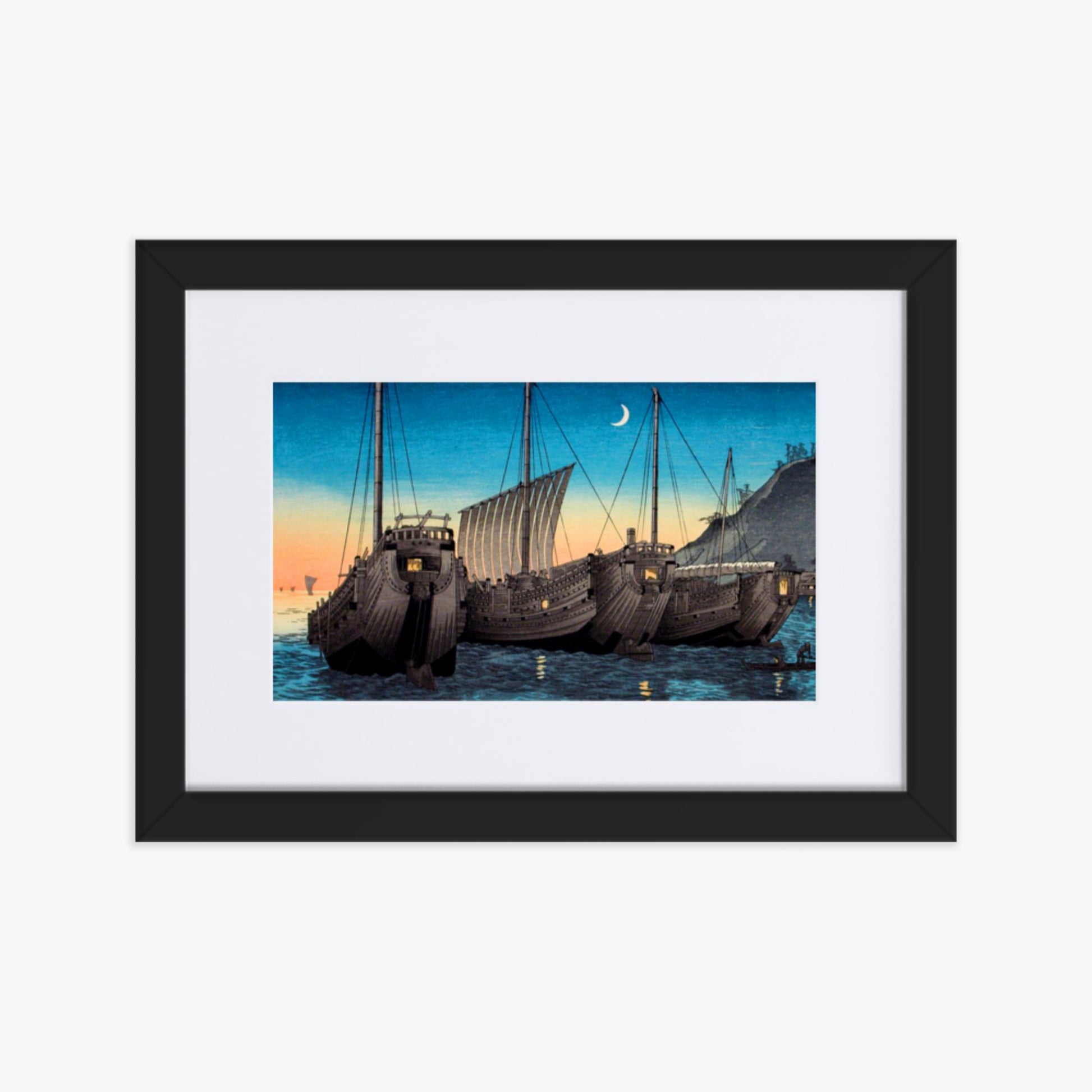 Takahashi Hiroaki (Shōtei) - Junks in Inatori Bay, Izu 21x30 cm Poster With Black Frame