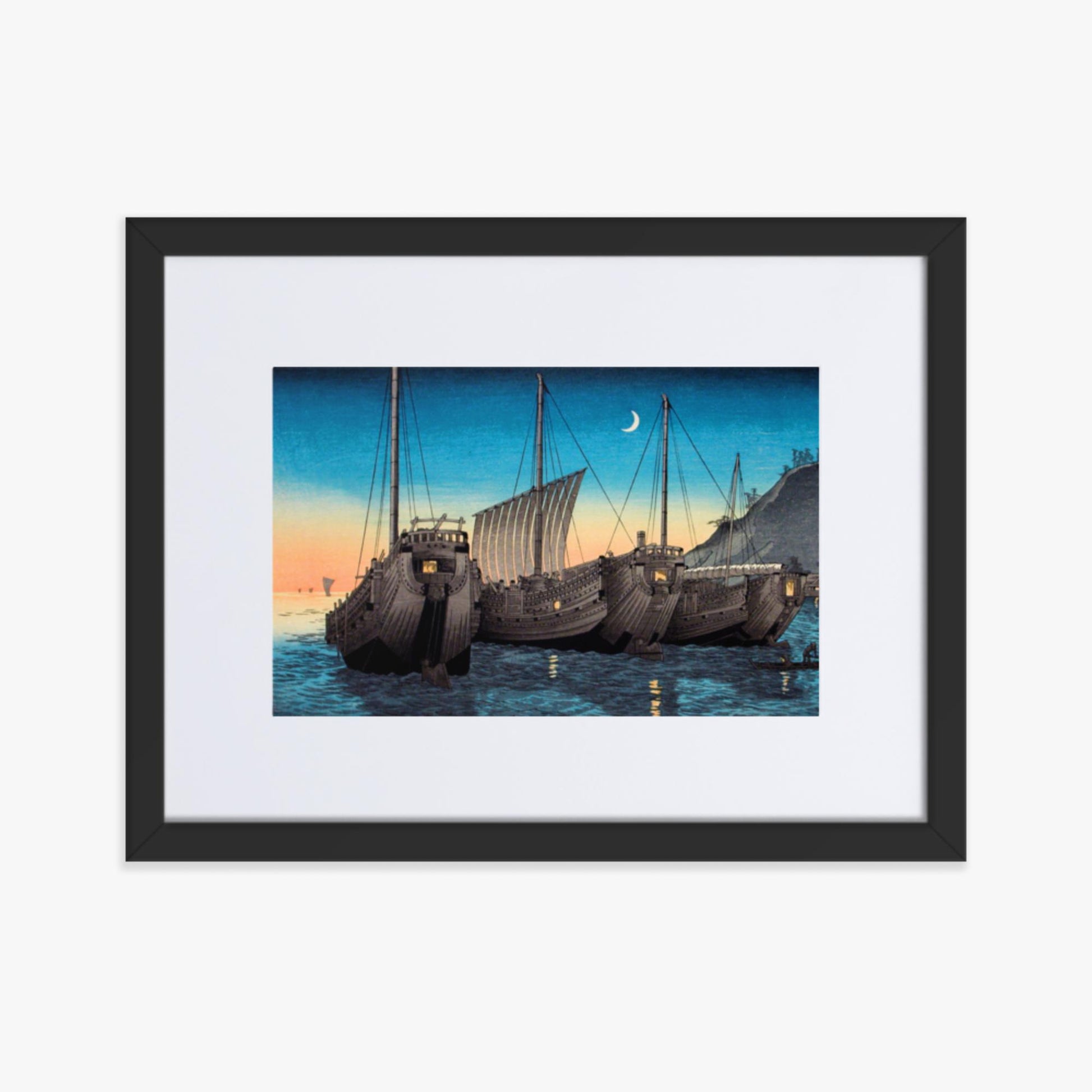 Takahashi Hiroaki (Shōtei) - Junks in Inatori Bay, Izu 30x40 cm Poster With Black Frame