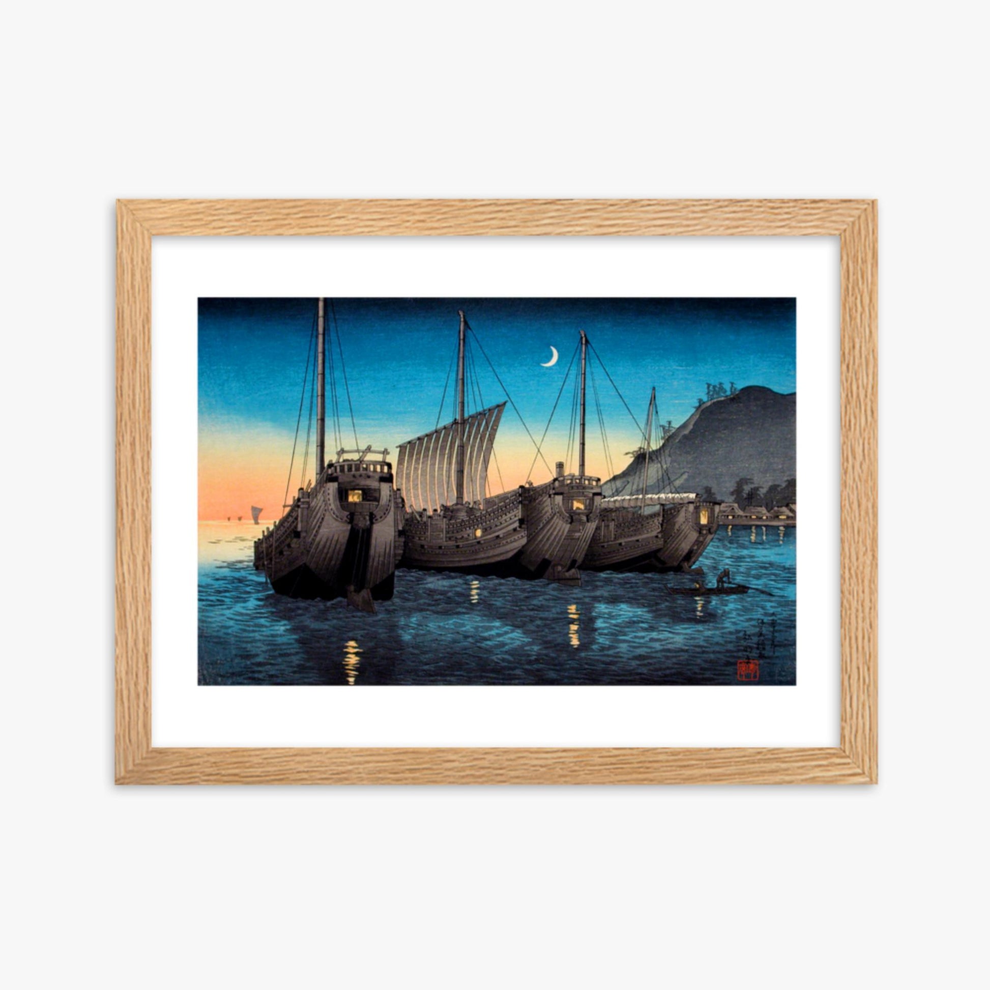 Takahashi Hiroaki (Shōtei) - Junks in Inatori Bay, Izu 30x40 cm Poster With Oak Frame