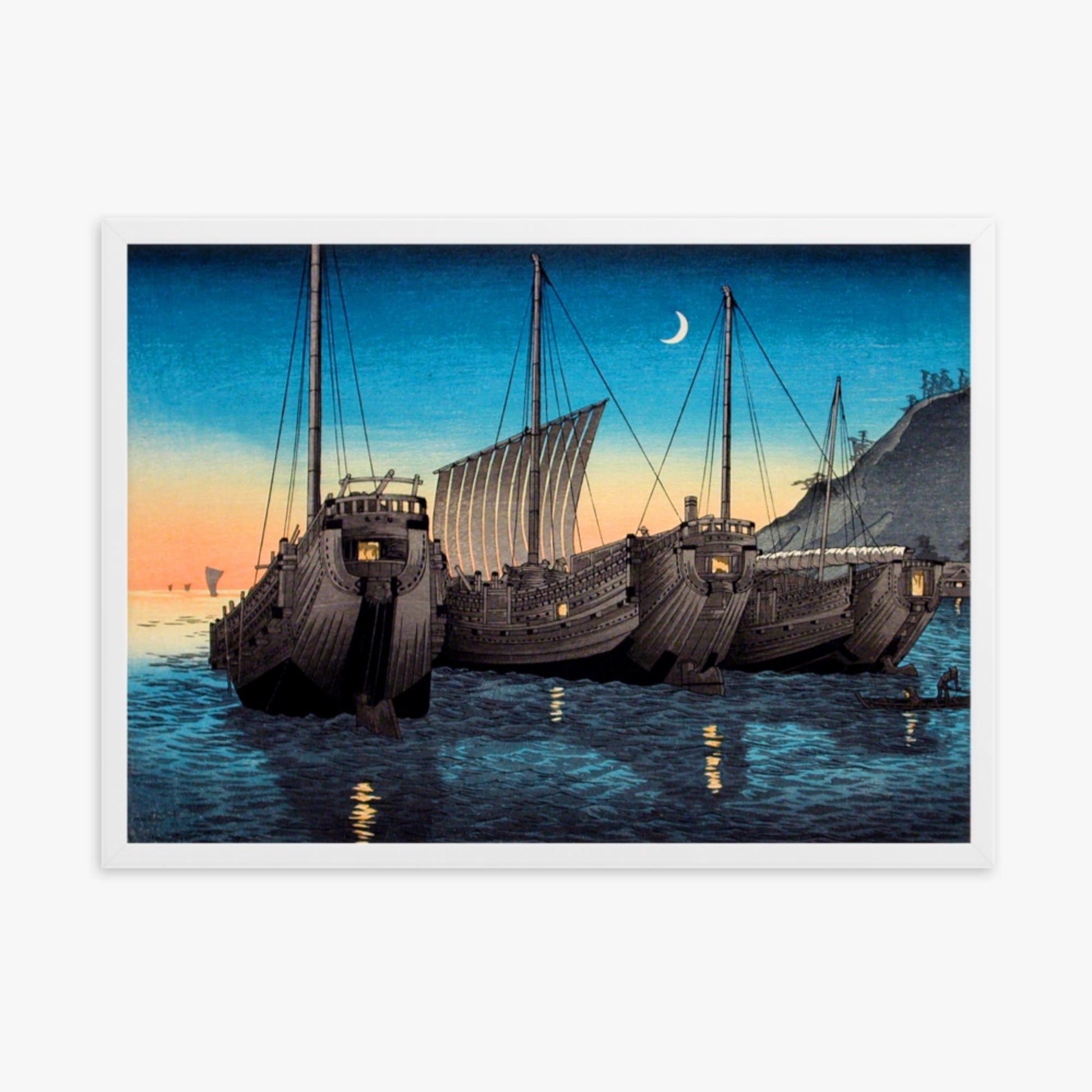 Takahashi Hiroaki (Shōtei) - Junks in Inatori Bay, Izu 50x70 cm Poster With White Frame