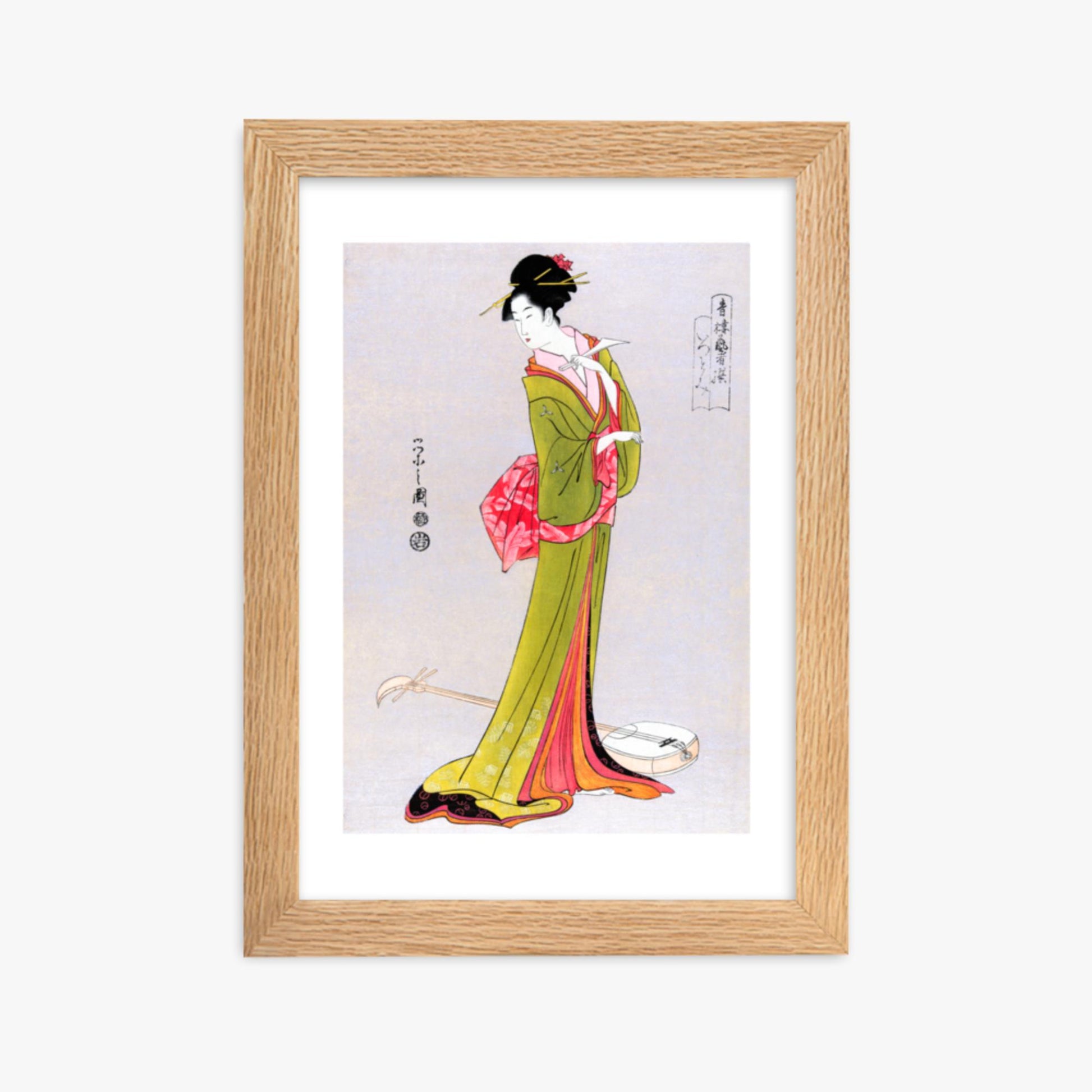 Eishi Hosoda - Itsutomi 21x30 cm Poster With Oak Frame