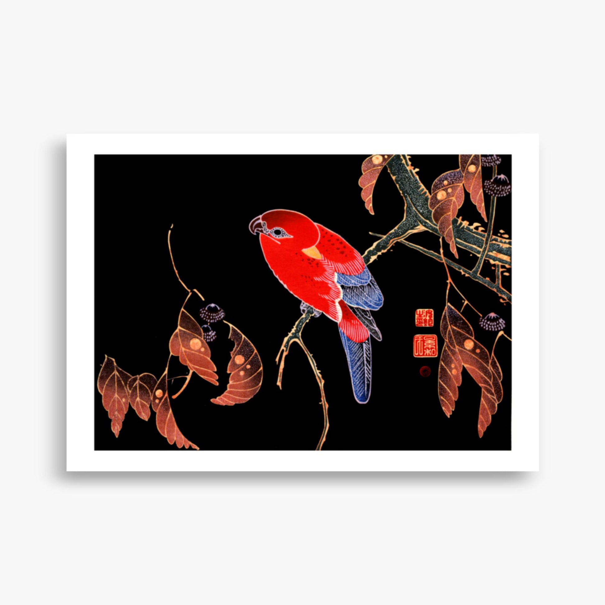 Ito Jakuchu - Red Parrot on the Branch of a Tree 50x70 cm Poster