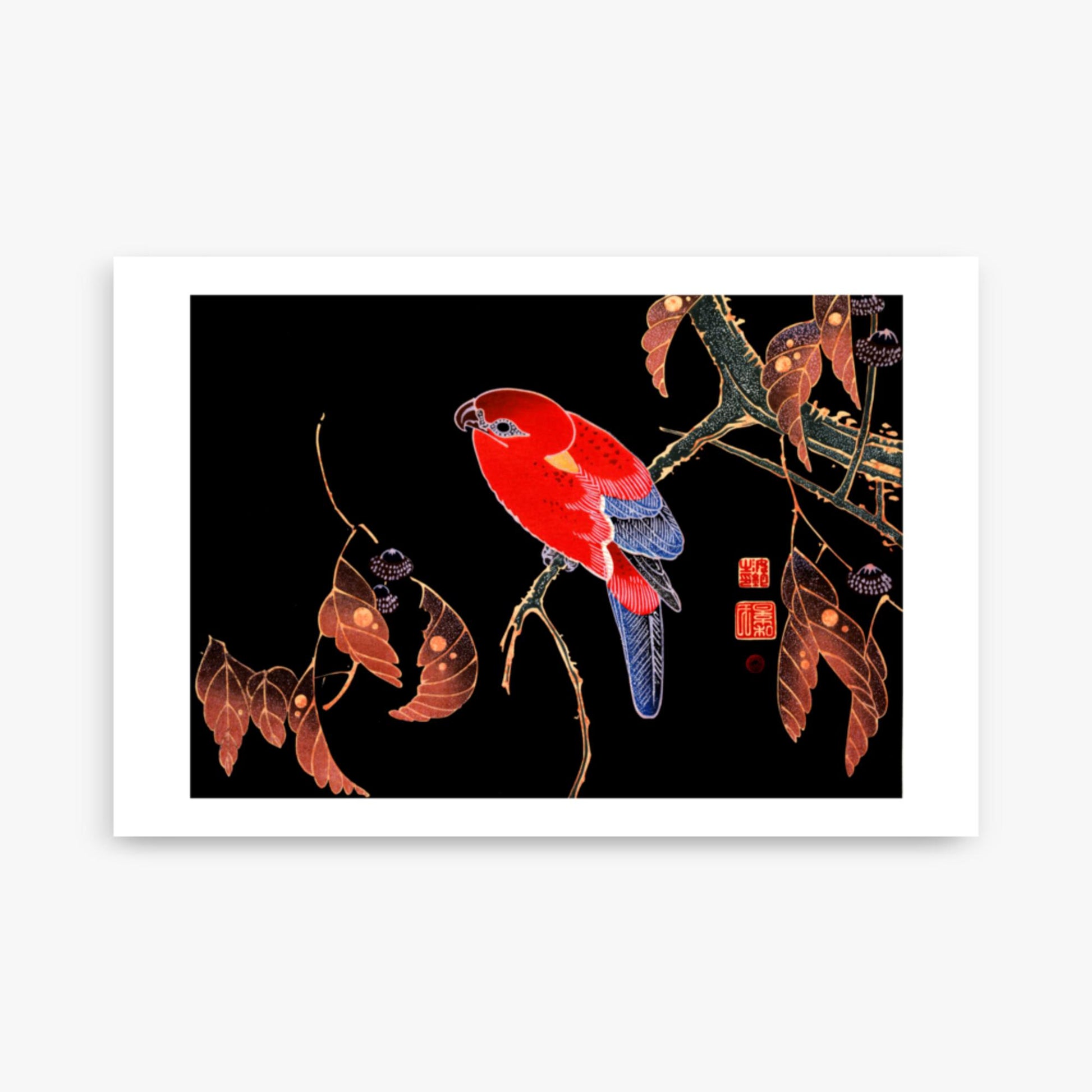 Ito Jakuchu - Red Parrot on the Branch of a Tree 61x91 cm Poster