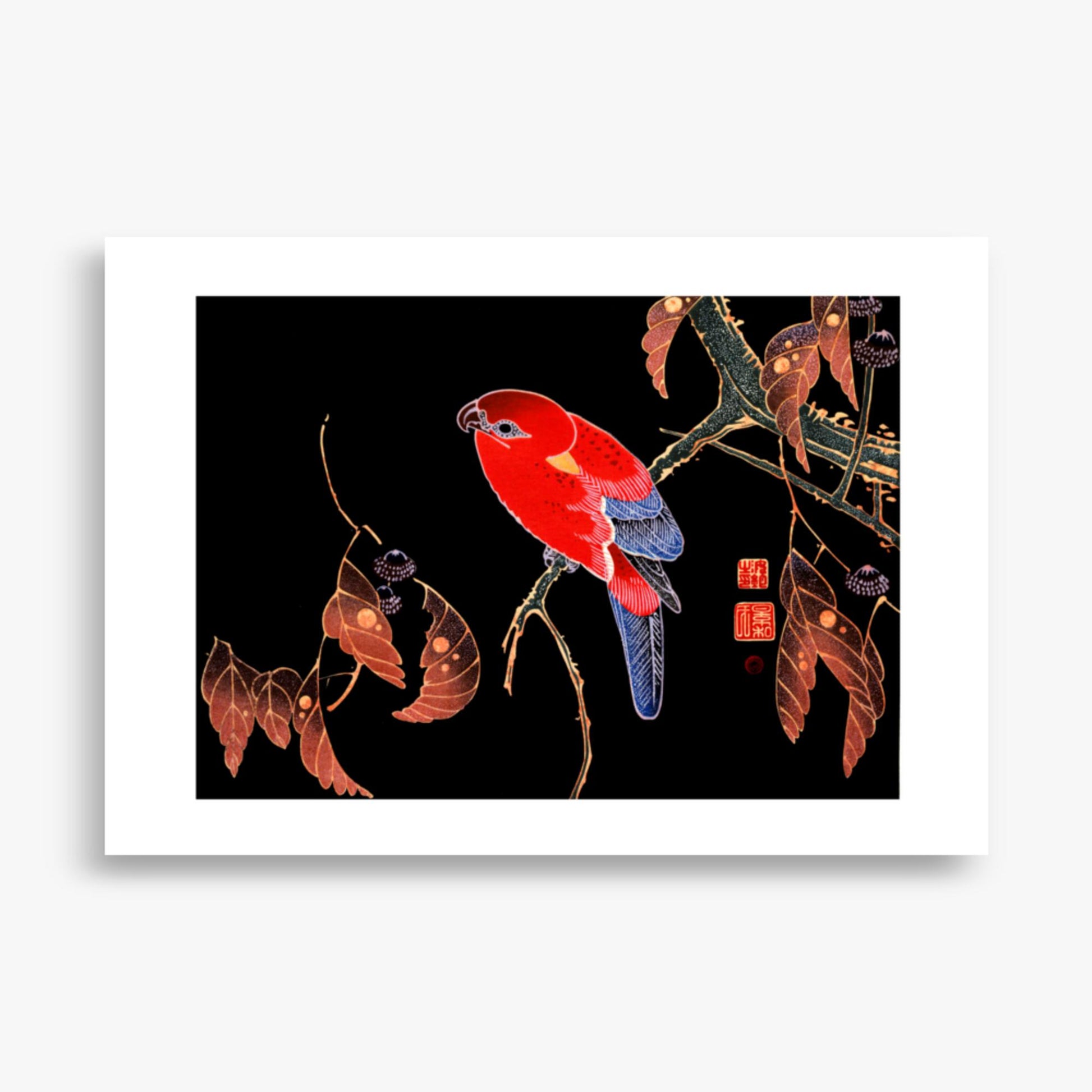 Ito Jakuchu - Red Parrot on the Branch of a Tree 70x100 cm Poster