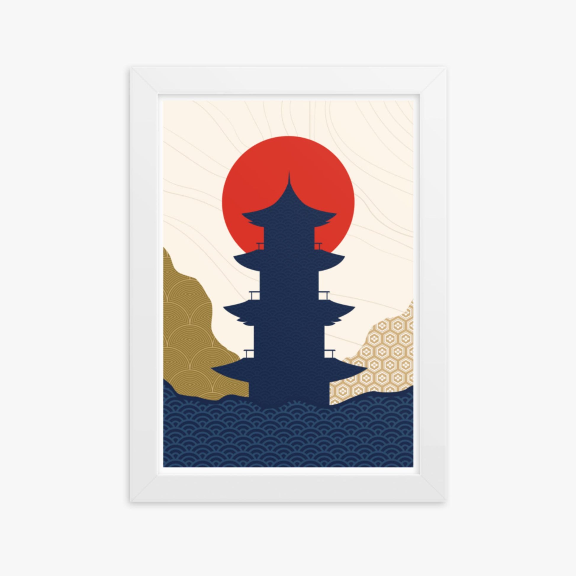 Modern illustration: Shrine in the Sun 2 21x30 cm Poster With White Frame Frame