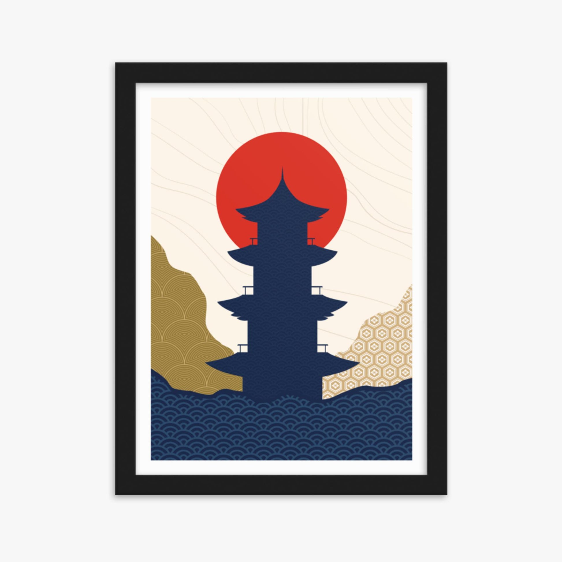 Modern illustration: Shrine in the Sun 2 30x40 cm Poster With Black Frame Frame