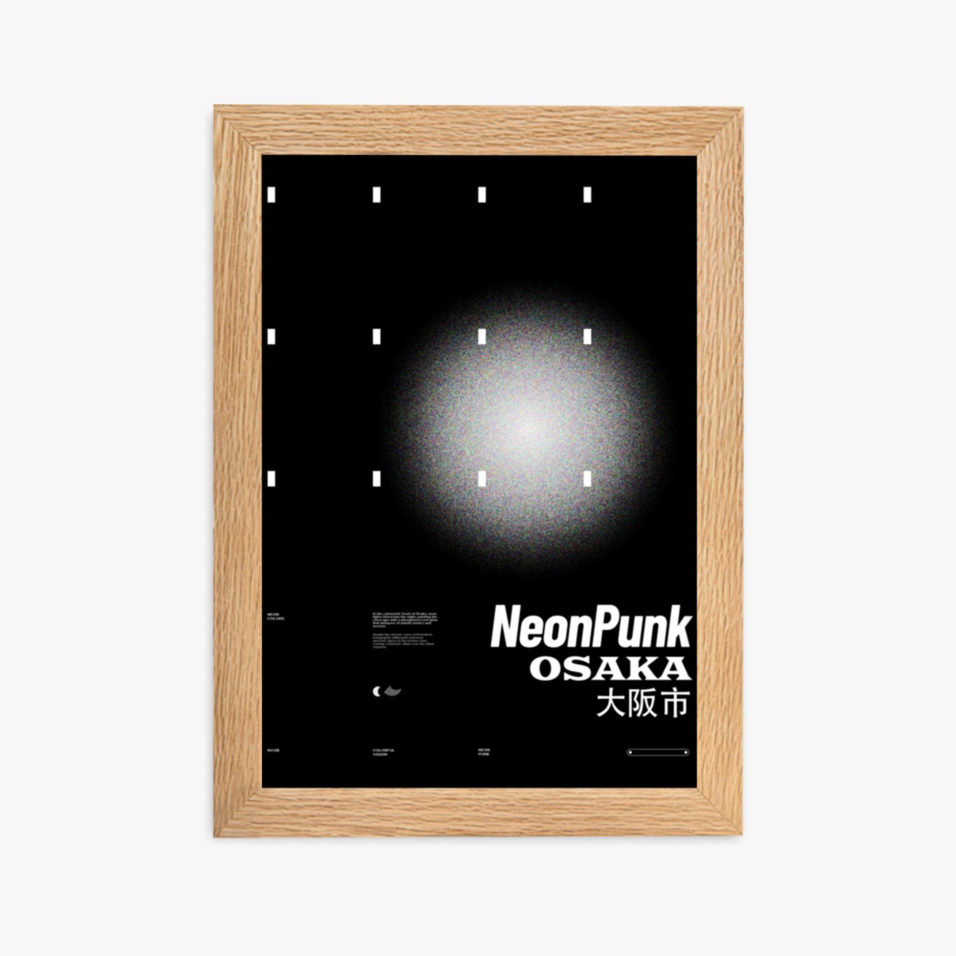 Modern illustration: Black Neon Night 21x30 cm Poster With Oak Frame Frame