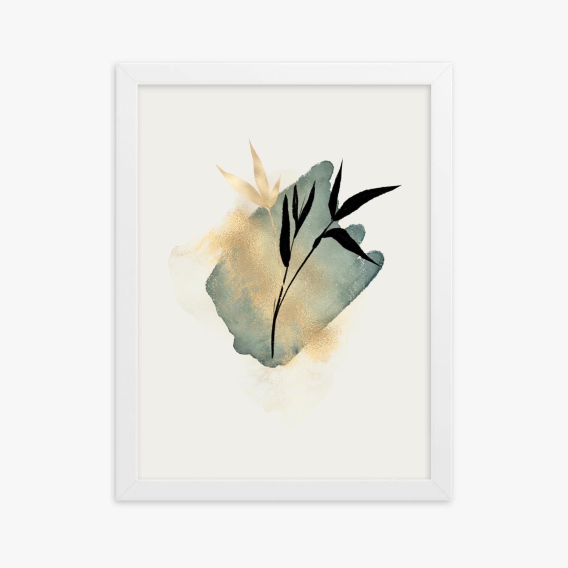 Modern illustration: Green and Gold 30x40 cm Poster With White Frame Frame