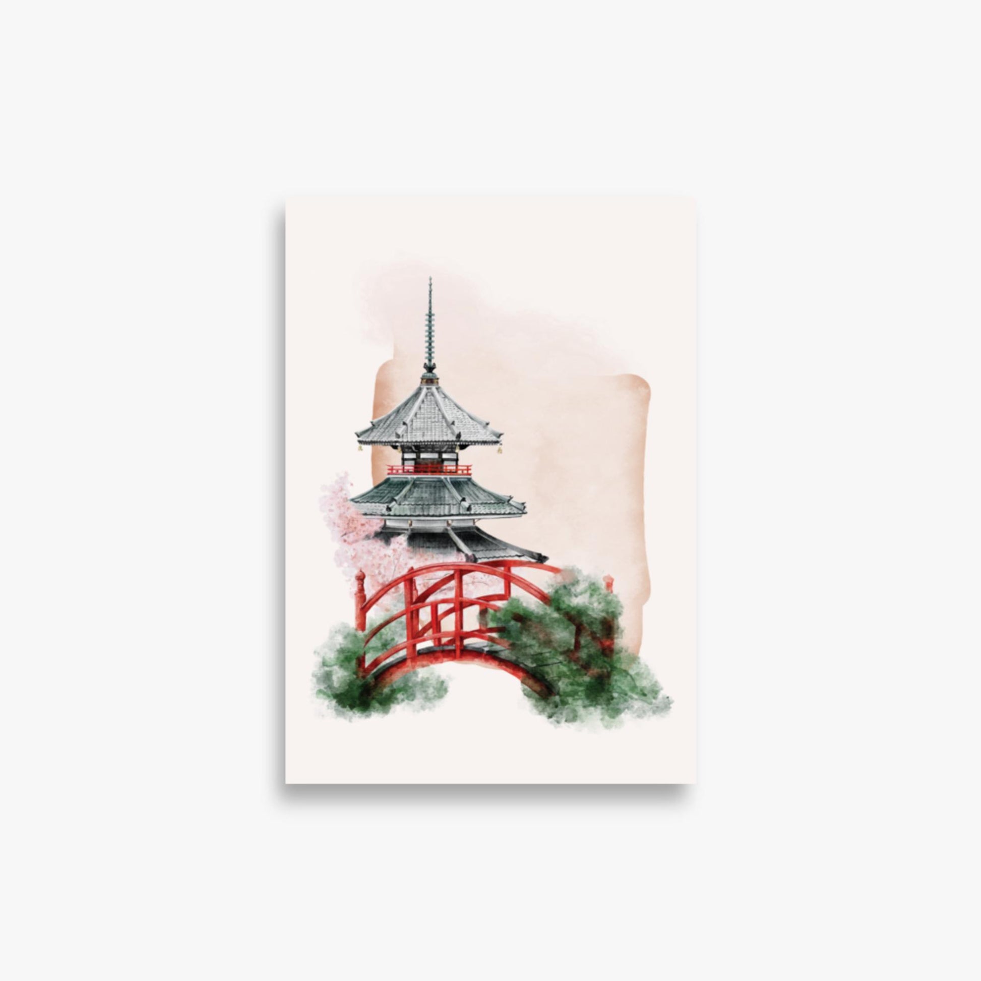 Modern illustration: Shrine with Bridge 21x30 cm Poster