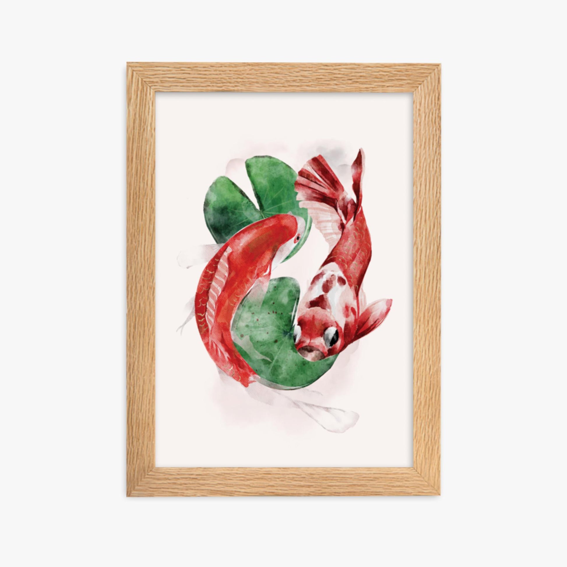 Modern illustration: Koi 21x30 cm Poster With Oak Frame Frame