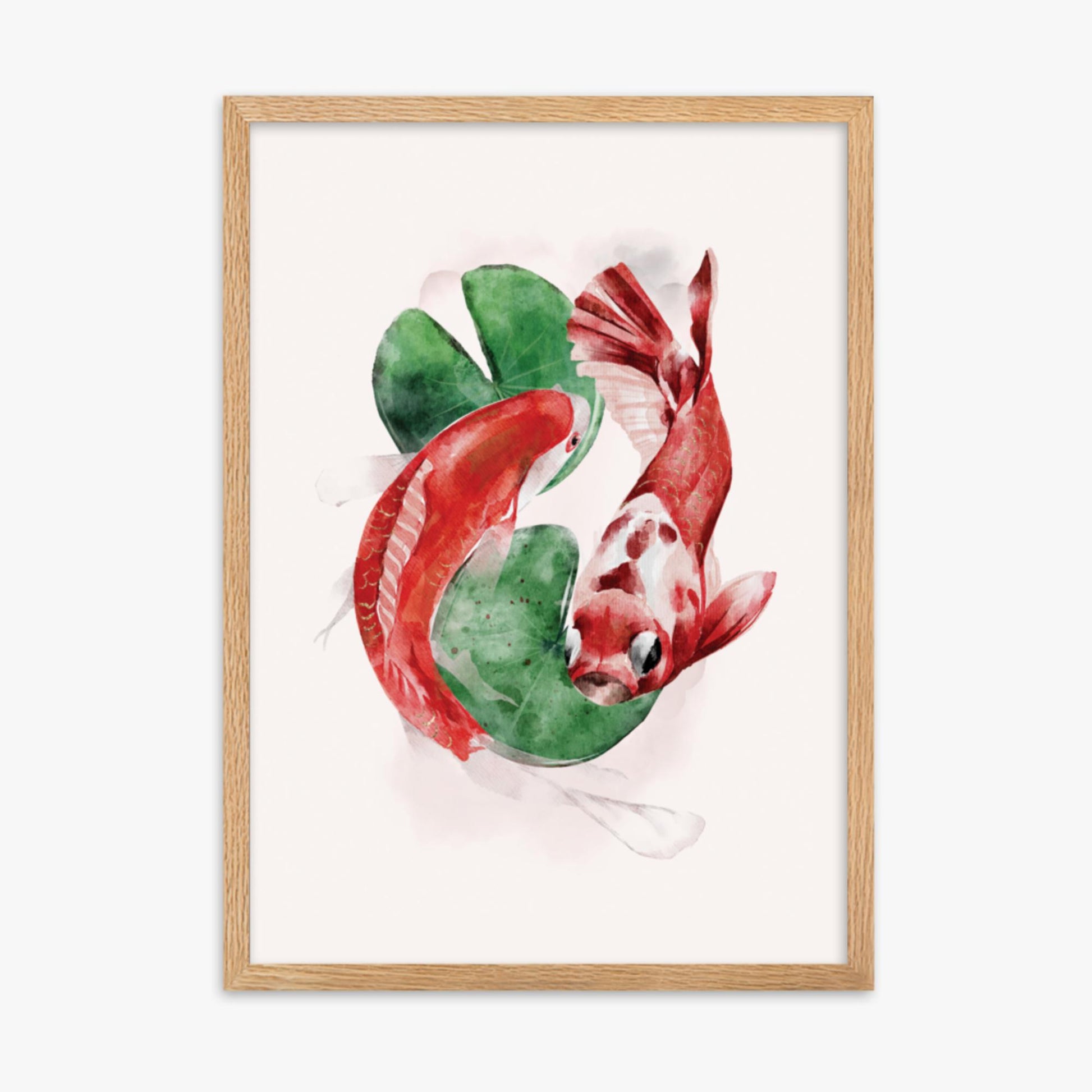 Modern illustration: Koi 50x70 cm Poster With Oak Frame Frame