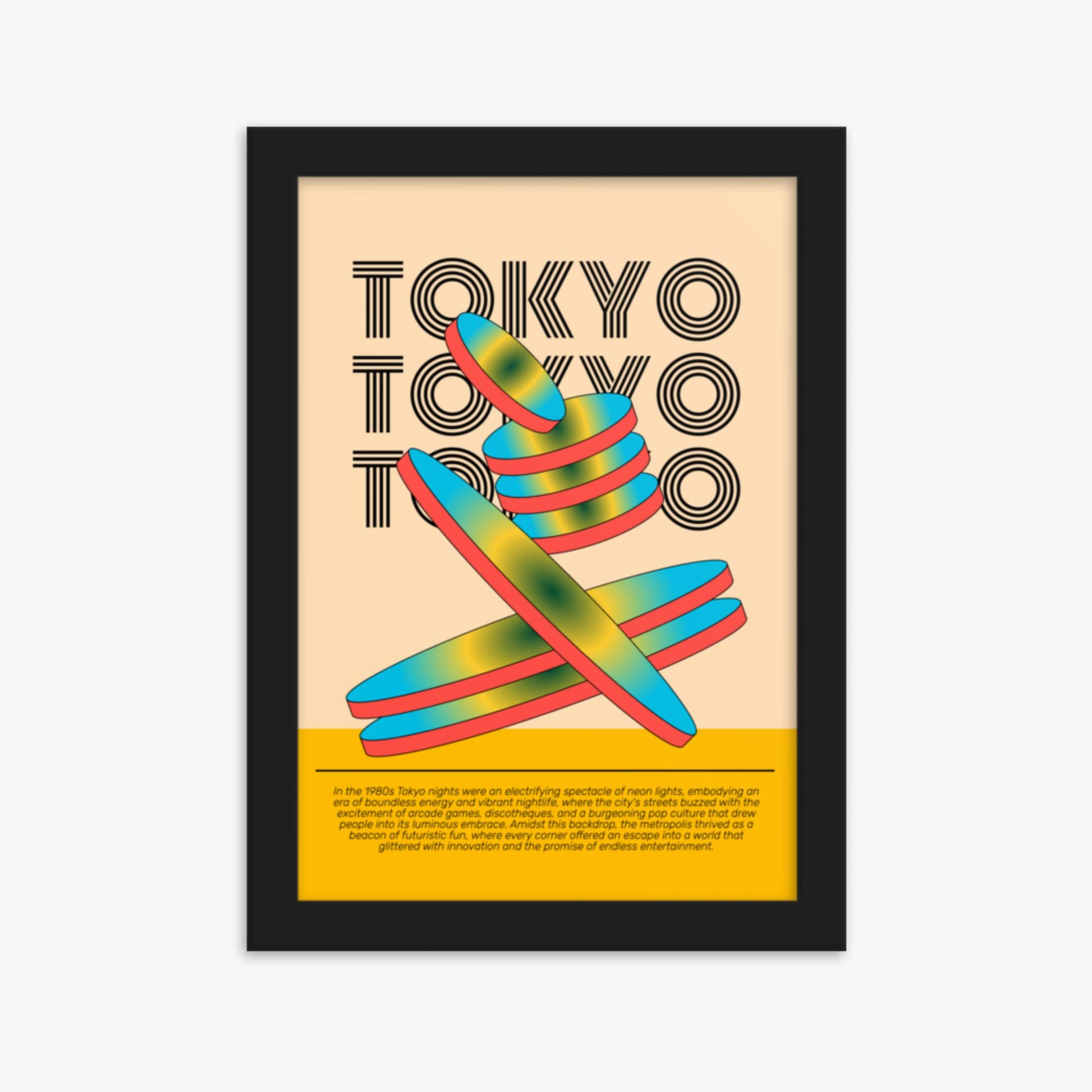 Modern illustration: Tokyo Neon 21x30 cm Poster With Black Frame Frame