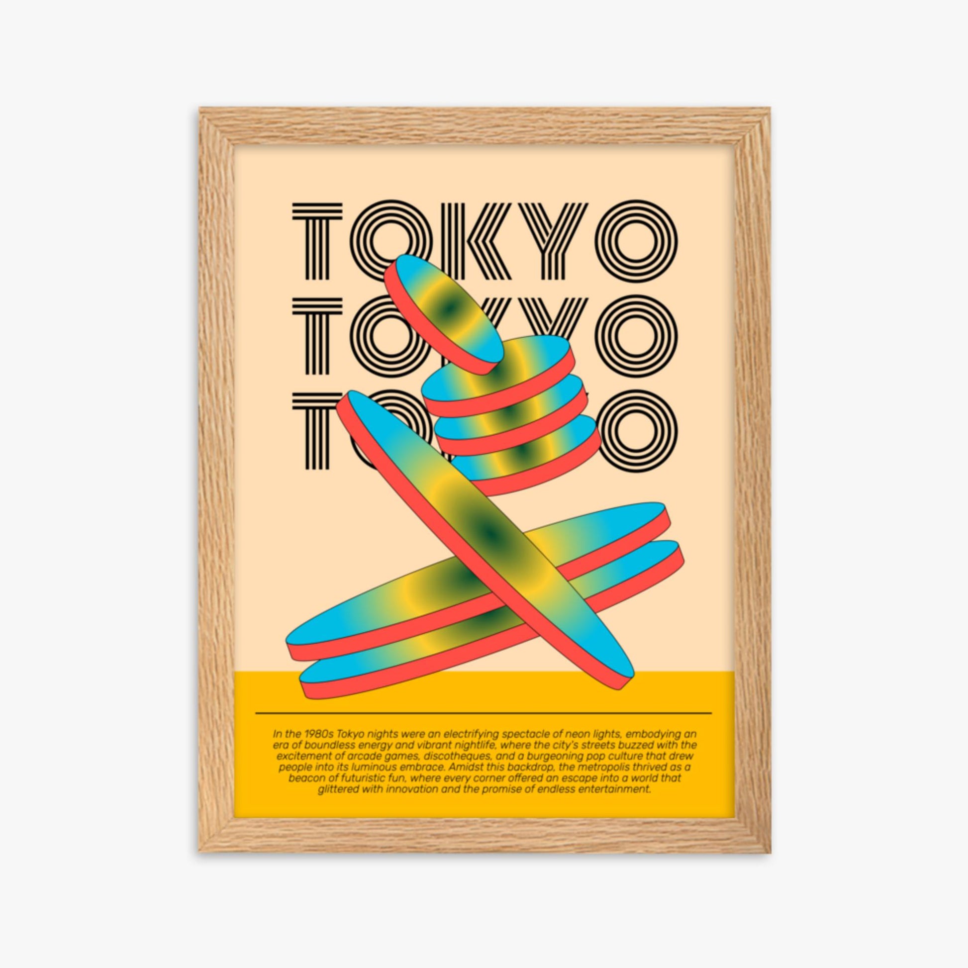 Modern illustration: Tokyo Neon 30x40 cm Poster With Oak Frame Frame