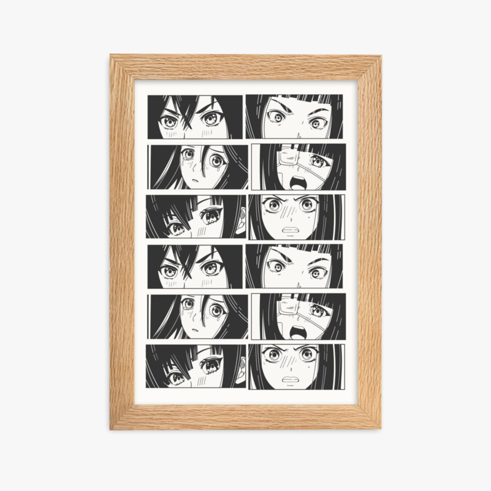 Modern illustration: Six Moods 21x30 cm Poster With Oak Frame Frame