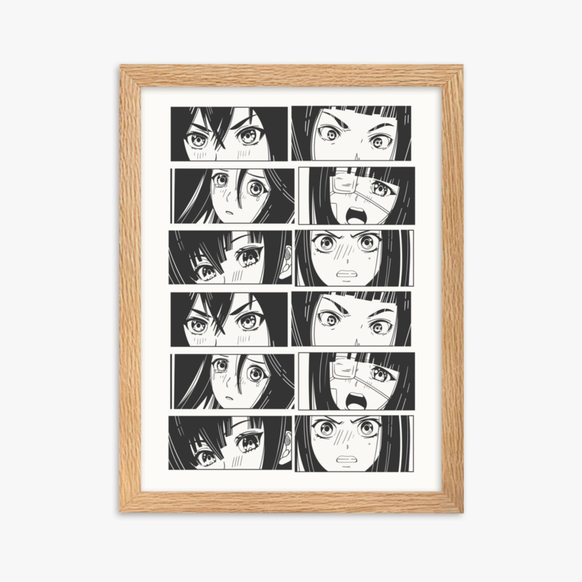 Modern illustration: Six Moods 30x40 cm Poster With Oak Frame Frame