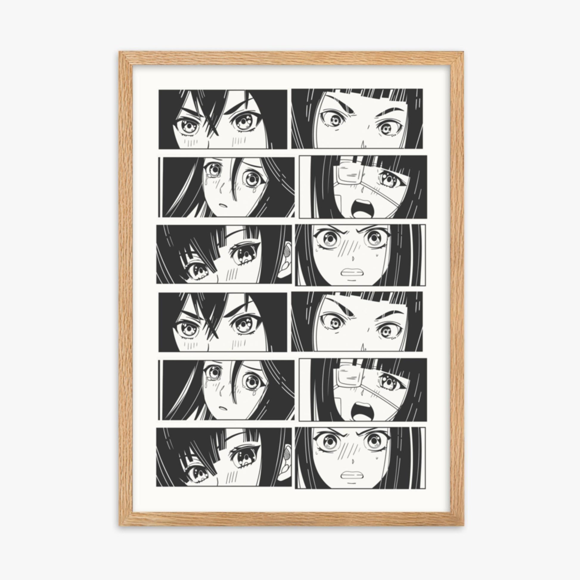 Modern illustration: Six Moods 50x70 cm Poster With Oak Frame Frame