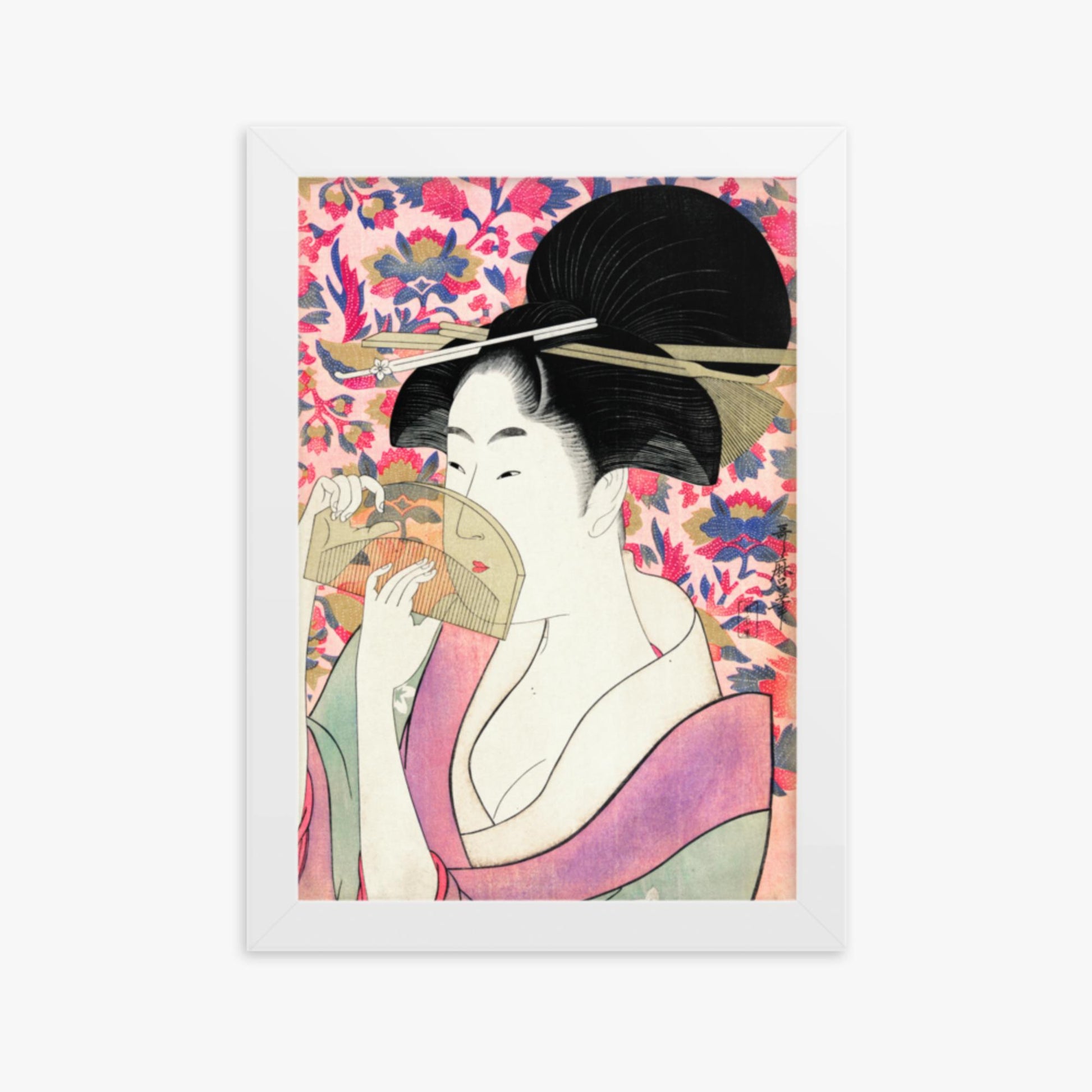 Utamaro Kitagawa - Kushi  21x30 cm Poster With White Frame