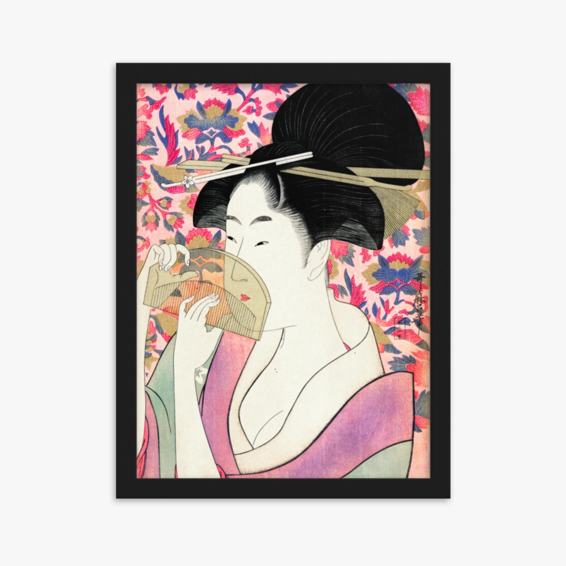 Utamaro Kitagawa - Kushi  30x40 cm Poster With Black Frame