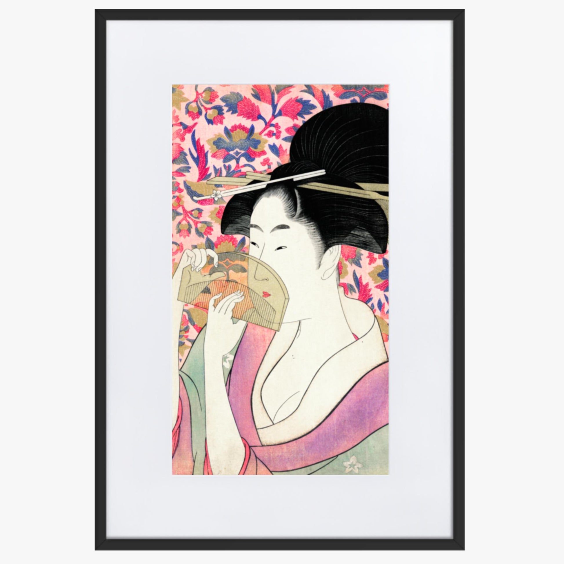 Utamaro Kitagawa - Kushi  61x91 cm Poster With Black Frame