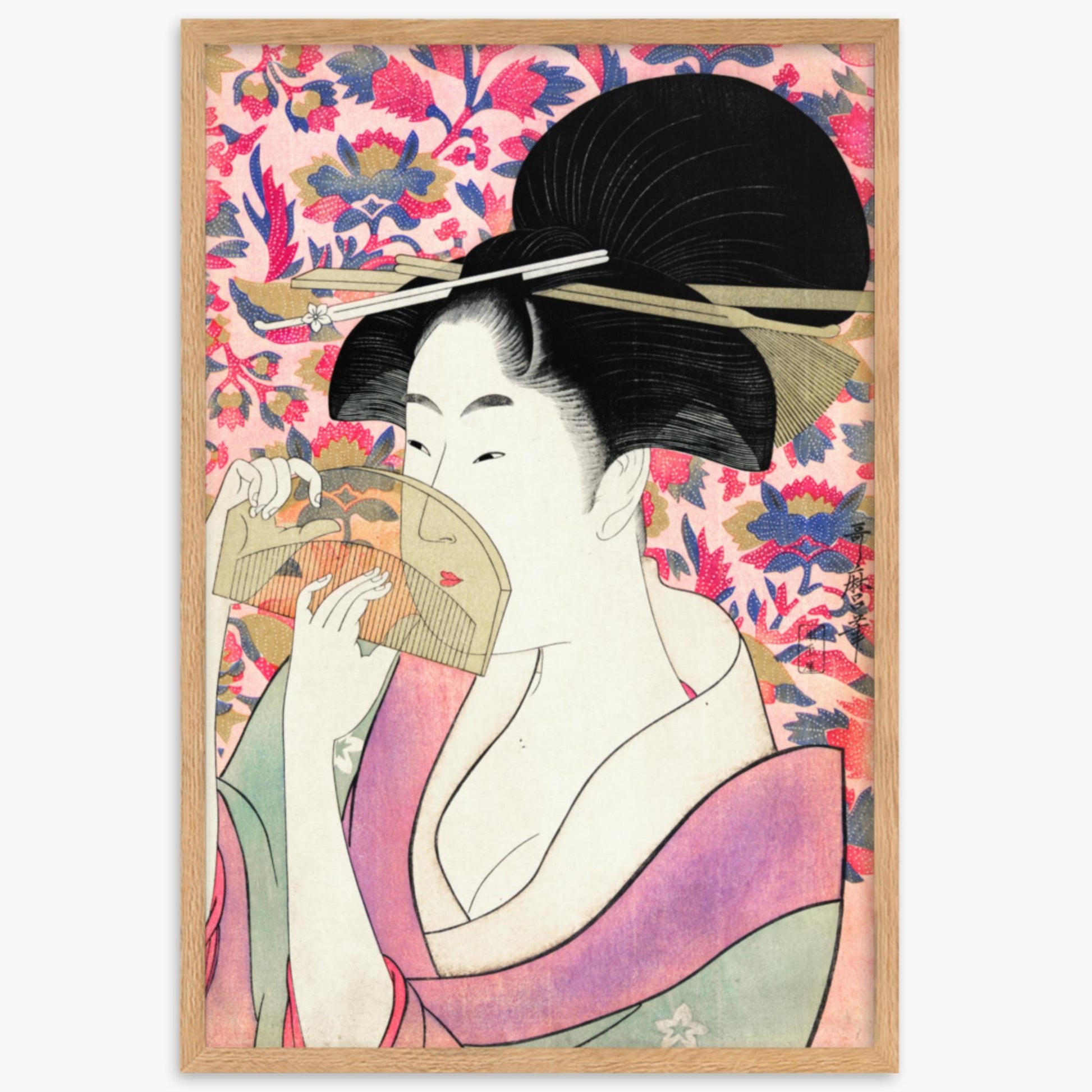 Utamaro Kitagawa - Kushi  61x91 cm Poster With Oak Frame