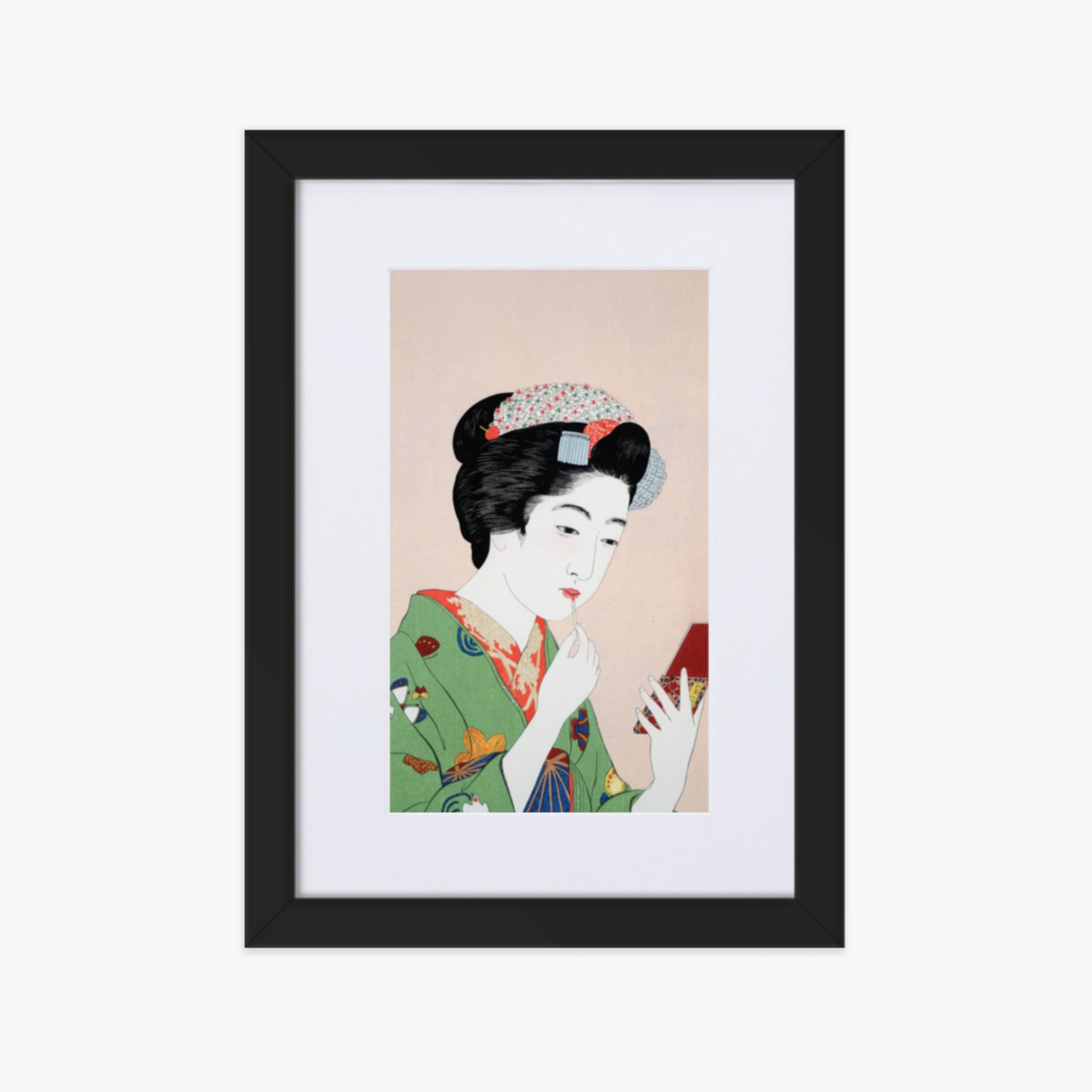 Goyō Hashiguchi - Woman Applying Rouge 21x30 cm Poster With Black Frame