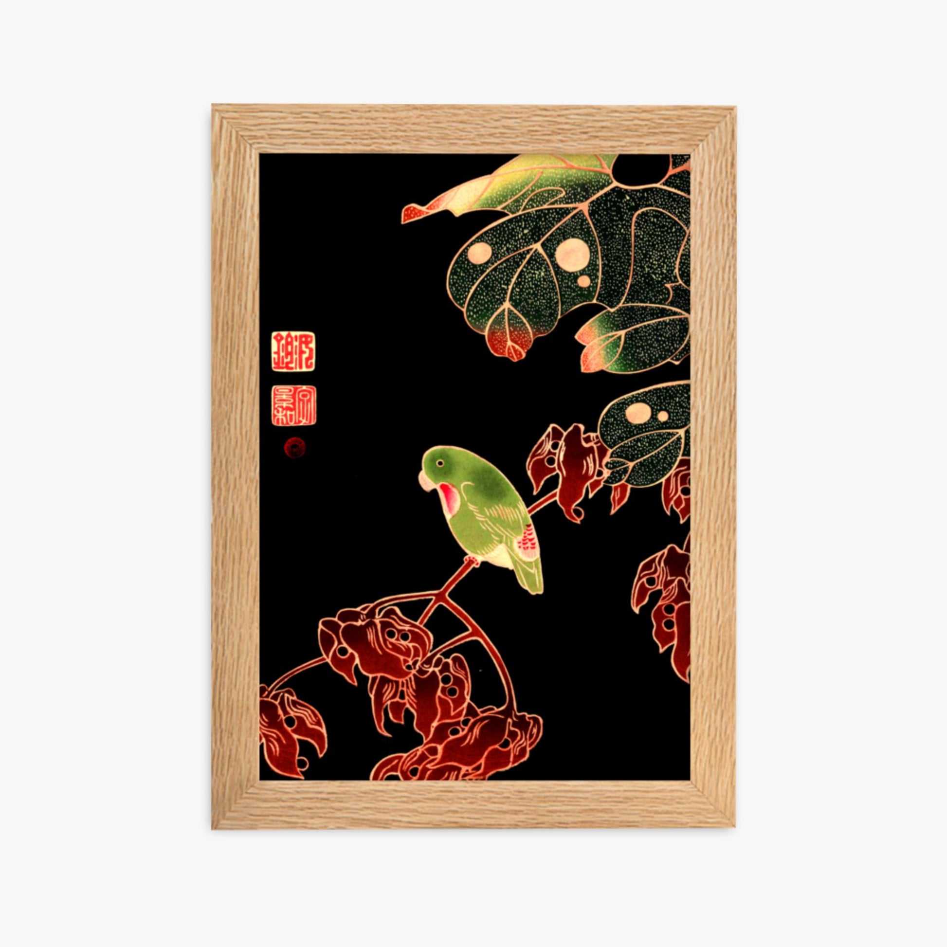 Ito Jakuchu - The Paroquet 21x30 cm Poster With Oak Frame