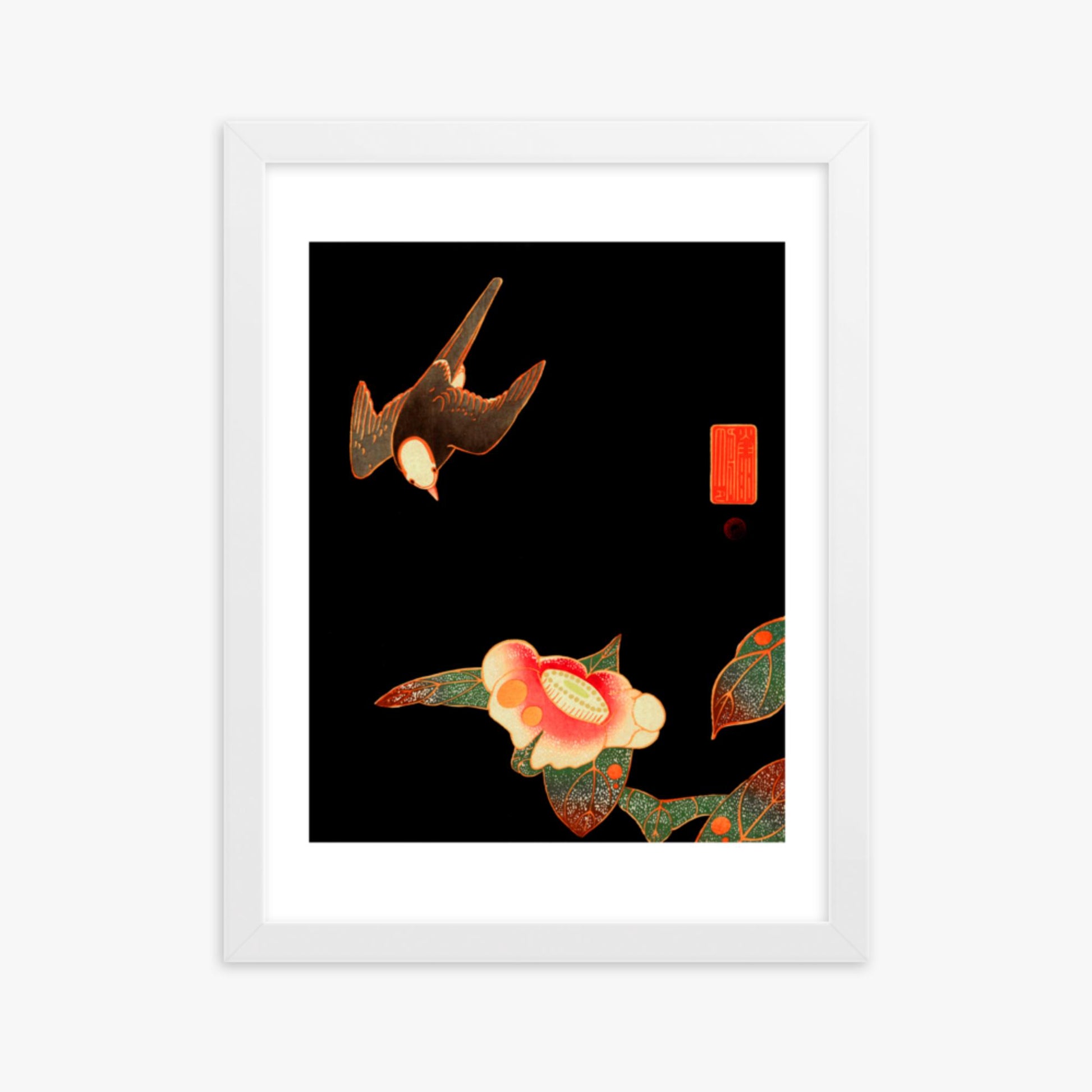 Ito Jakuchu - Swallow and Camellia 30x40 cm Poster With White Frame