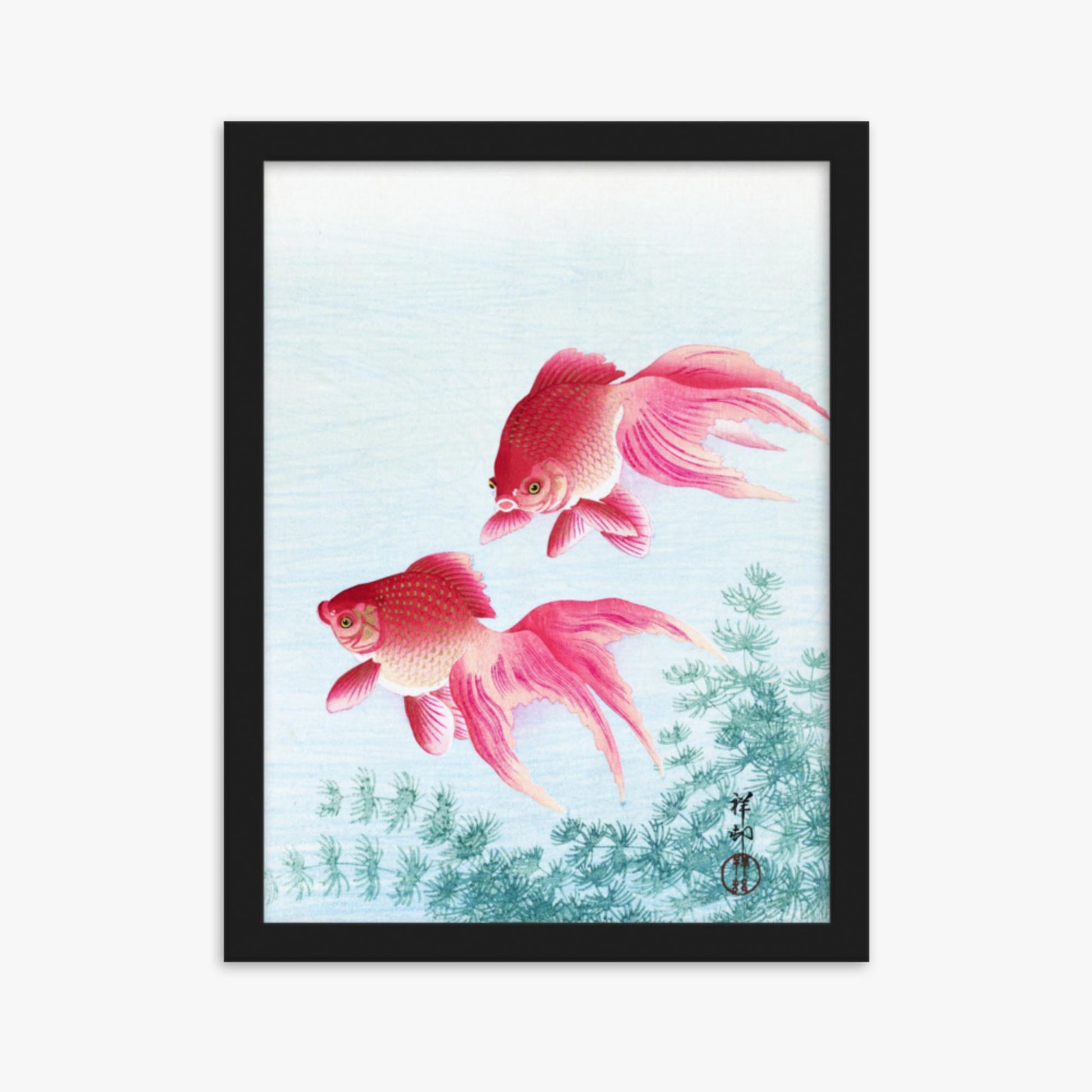 Ohara Koson - Two veil goldfish 30x40 cm Poster With Black Frame