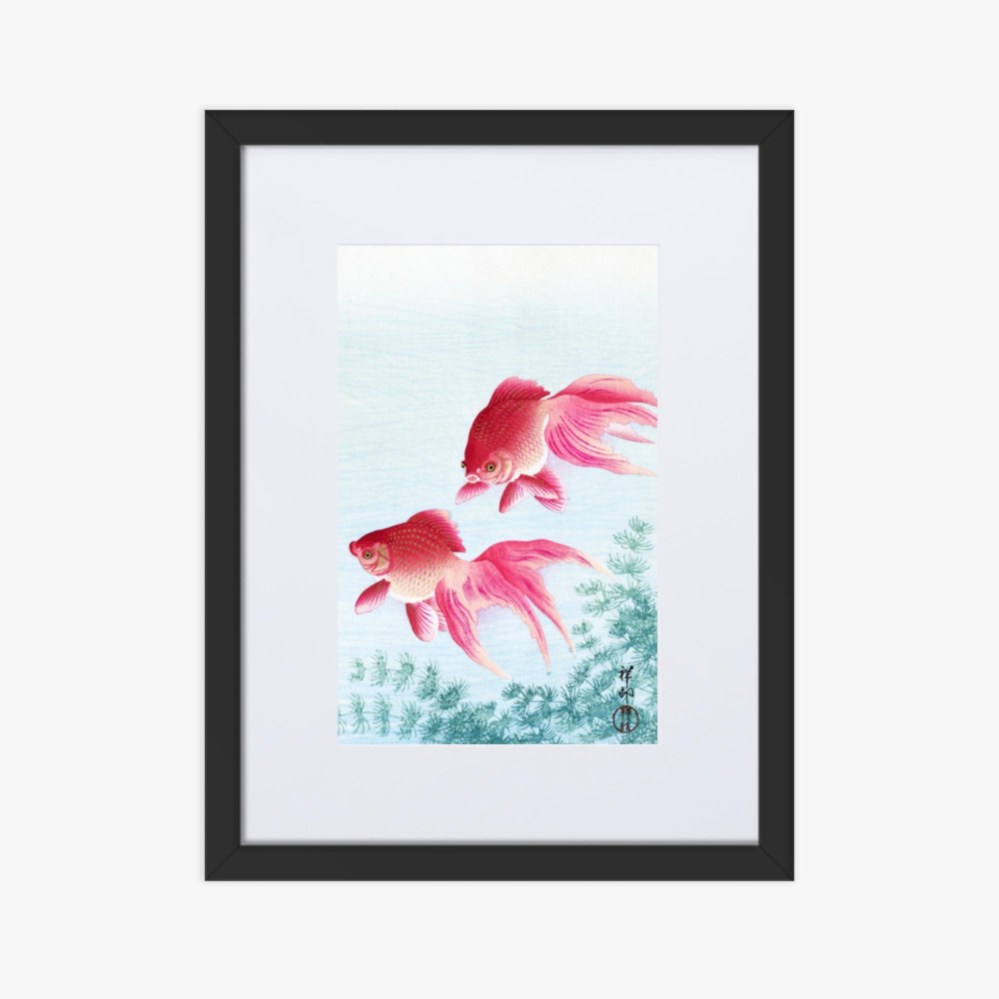 Ohara Koson - Two veil goldfish 30x40 cm Poster With Black Frame