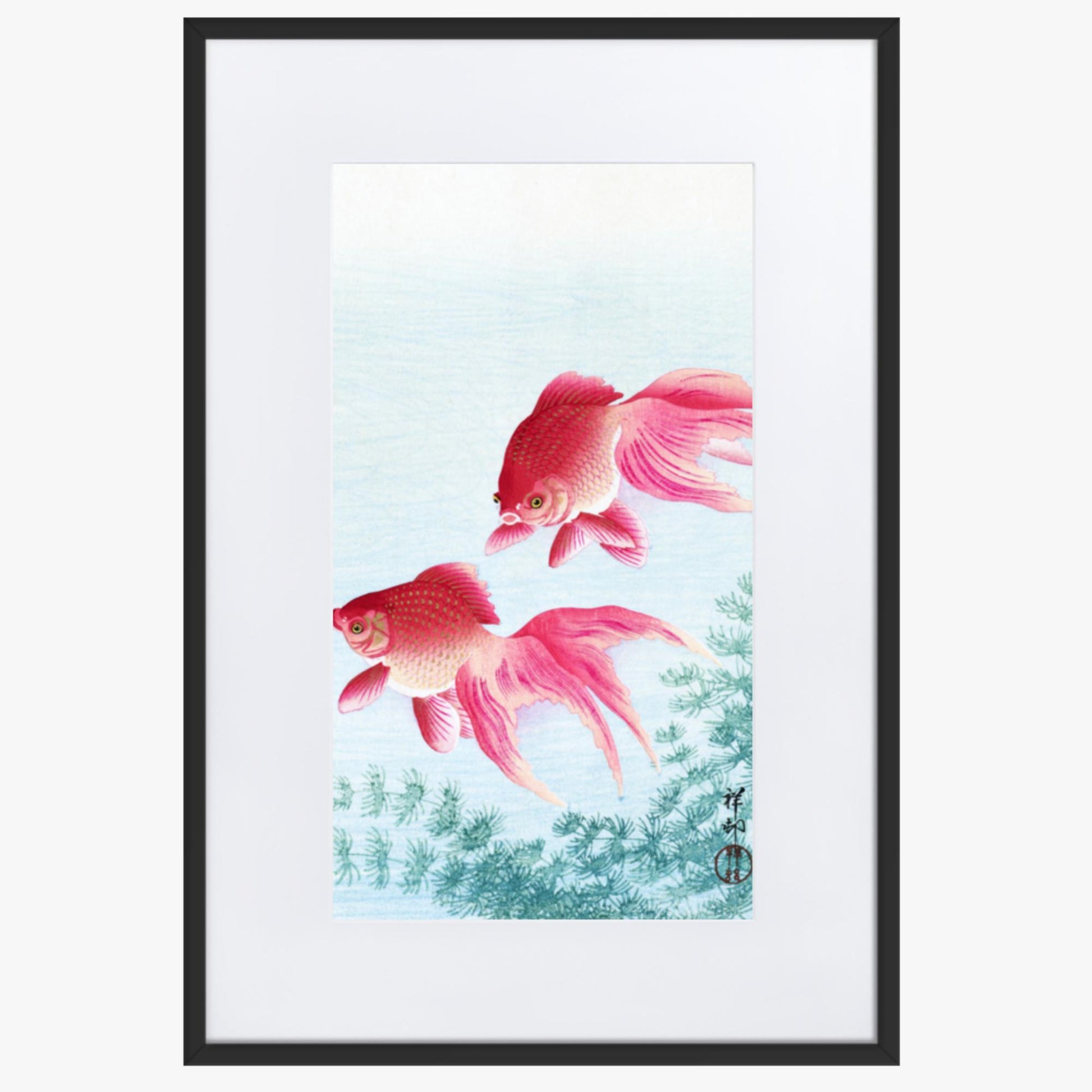 Ohara Koson - Two veil goldfish 61x91 cm Poster With Black Frame