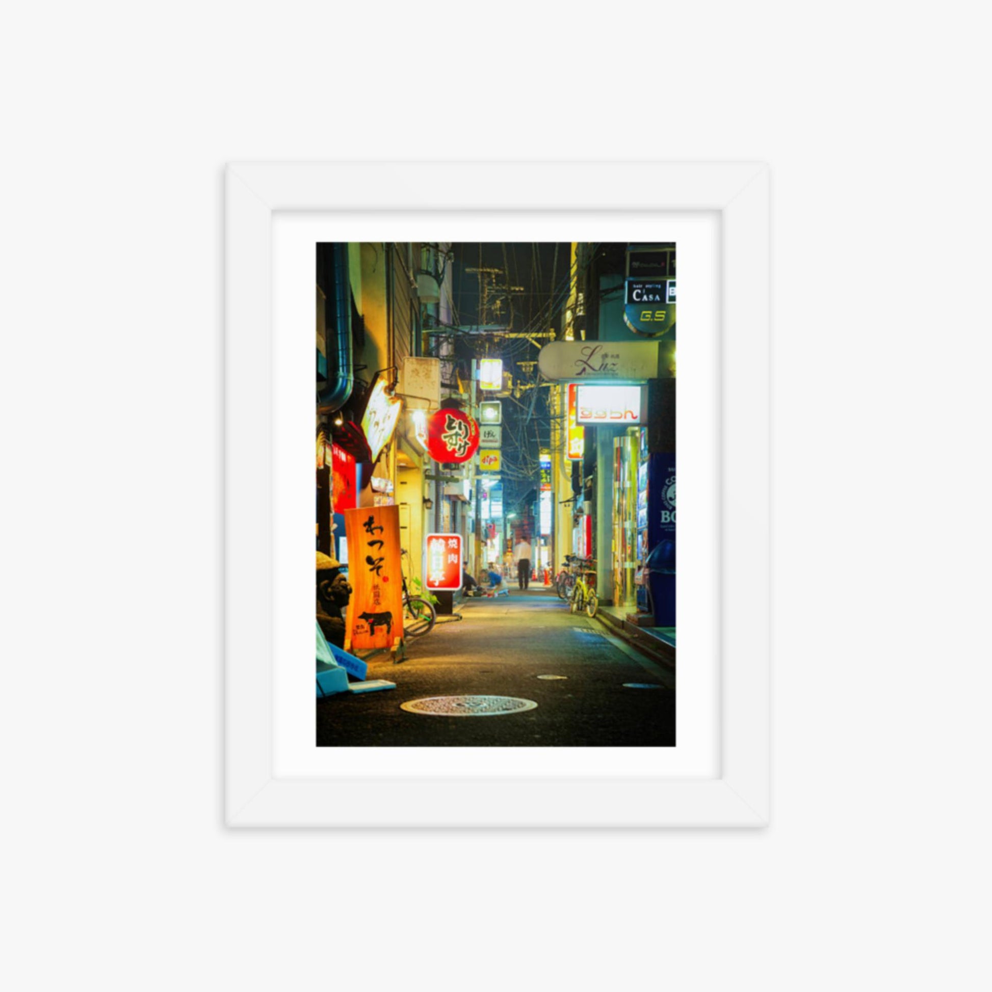 Kyoto, Japan backstreet at night 8x10 in Poster With White Frame