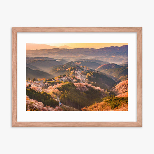 Yoshinoyama, Japan in Spring 18x24 in Poster With Oak Frame