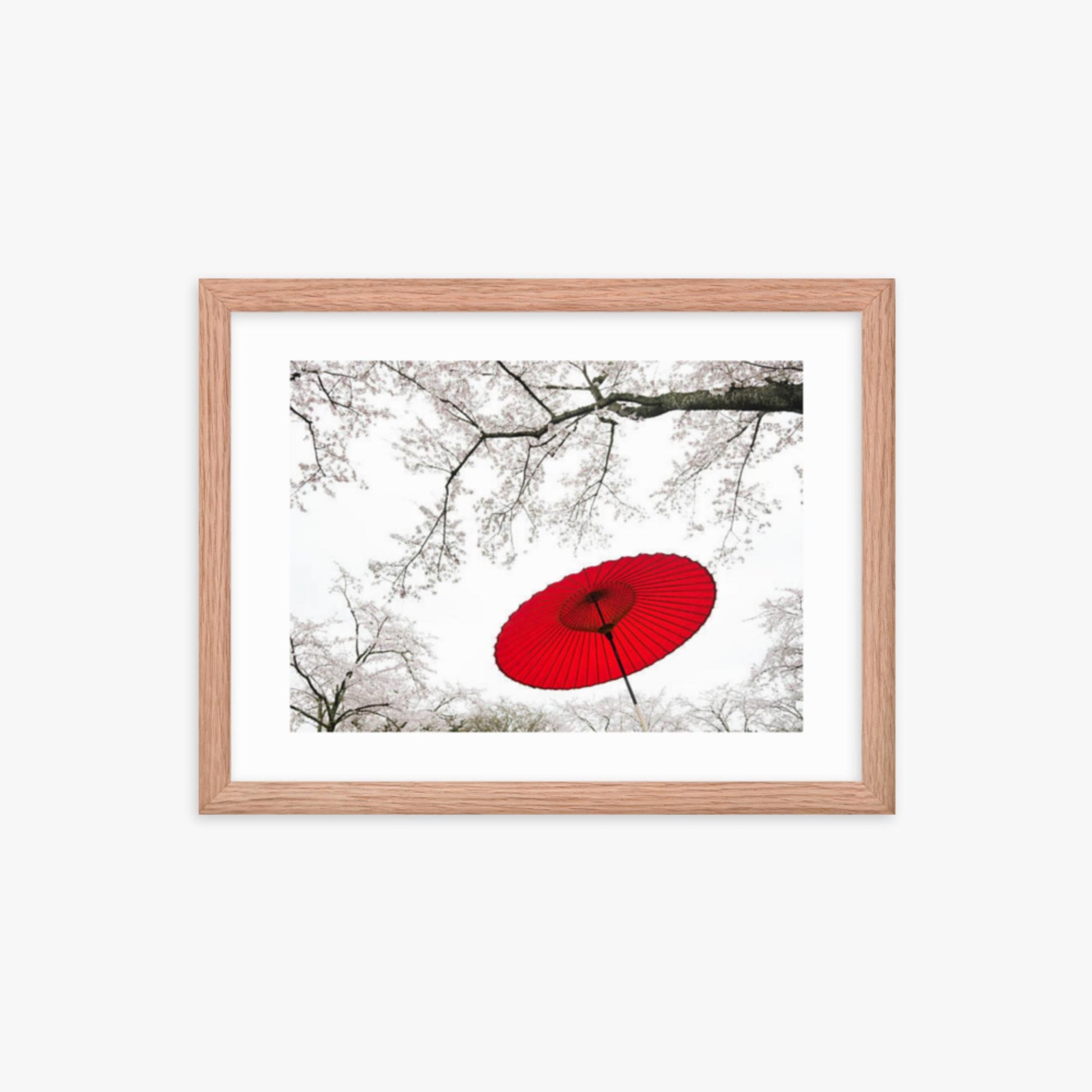 Japanese Umbrella 12x16 in Poster With Oak Frame