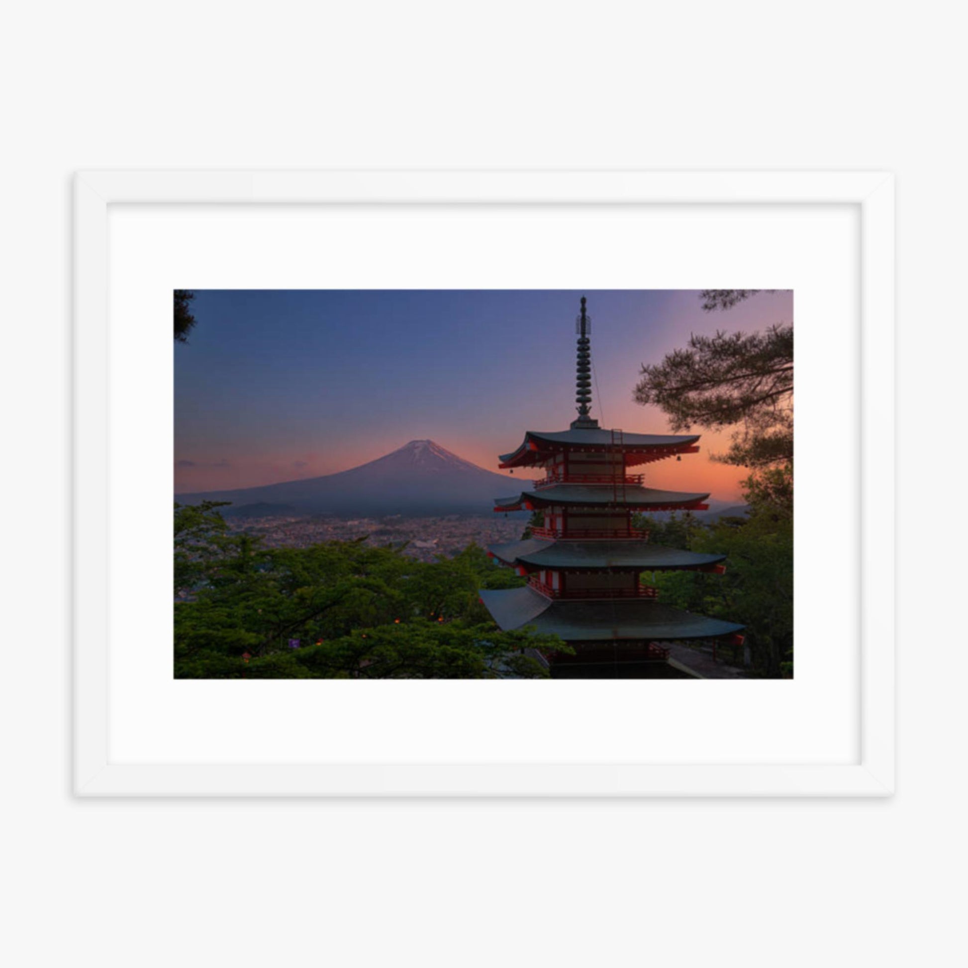 Red Pagoda 18x24 in Poster With White Frame