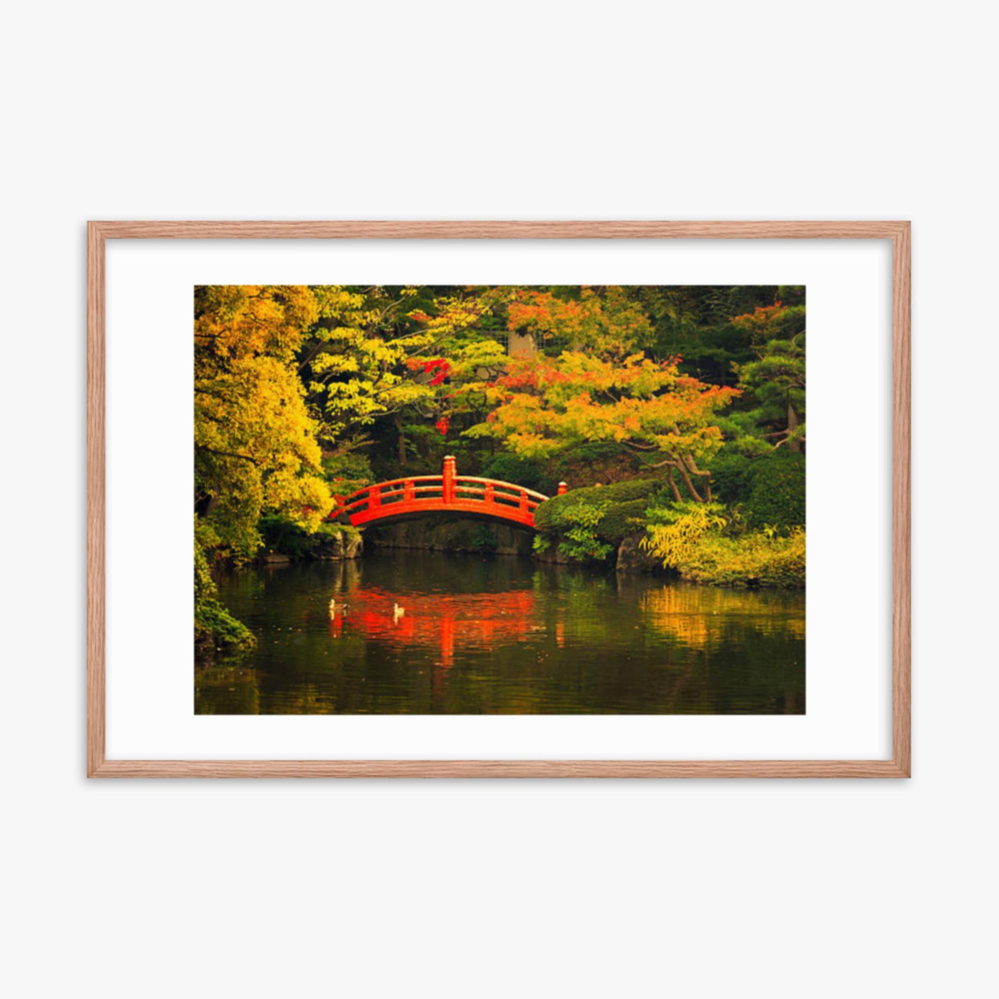 Public Park in Tokyo 24x36 in Poster With Oak Frame