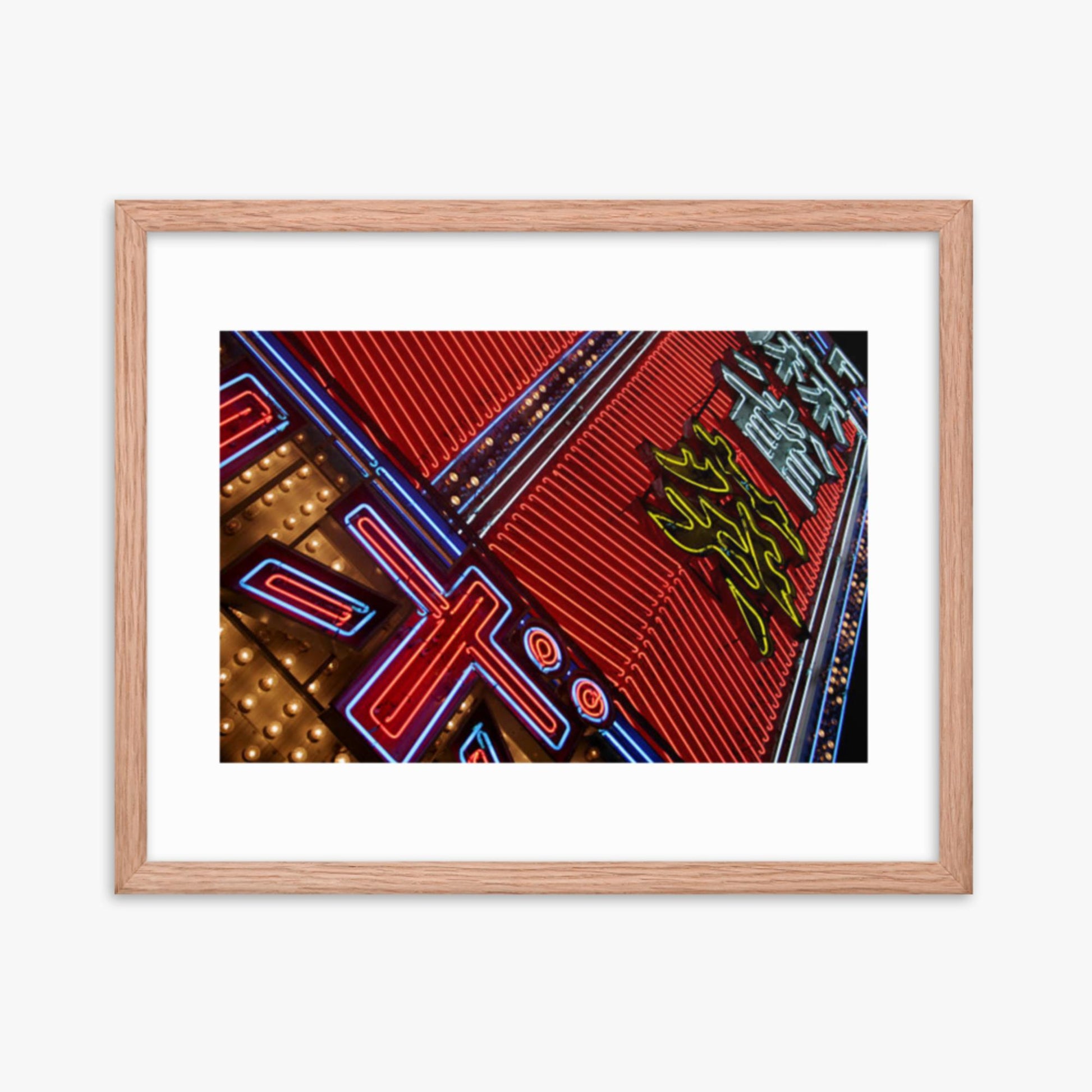 Japan Neon 16x20 in Poster With Oak Frame