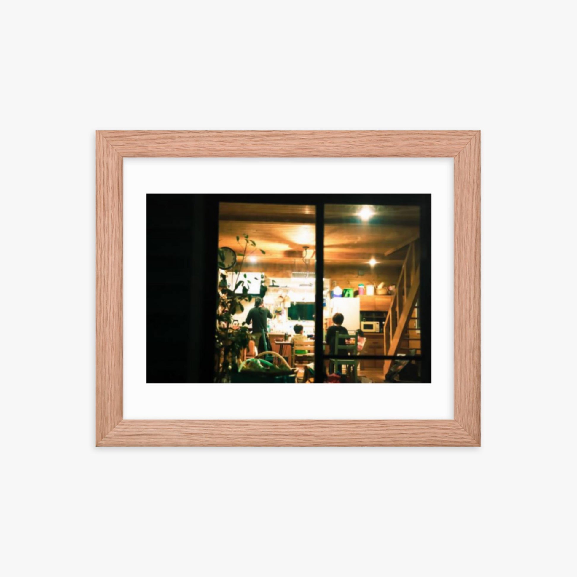 Log cabin seen through the window 8x10 in Poster With Oak Frame