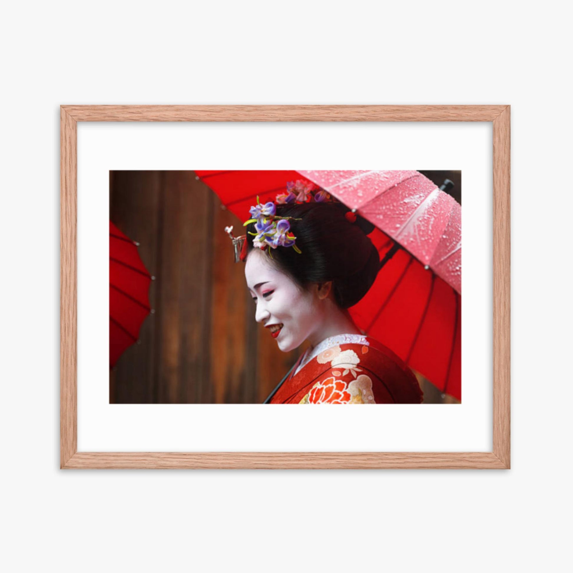 Maiko Girl 16x20 in Poster With Oak Frame