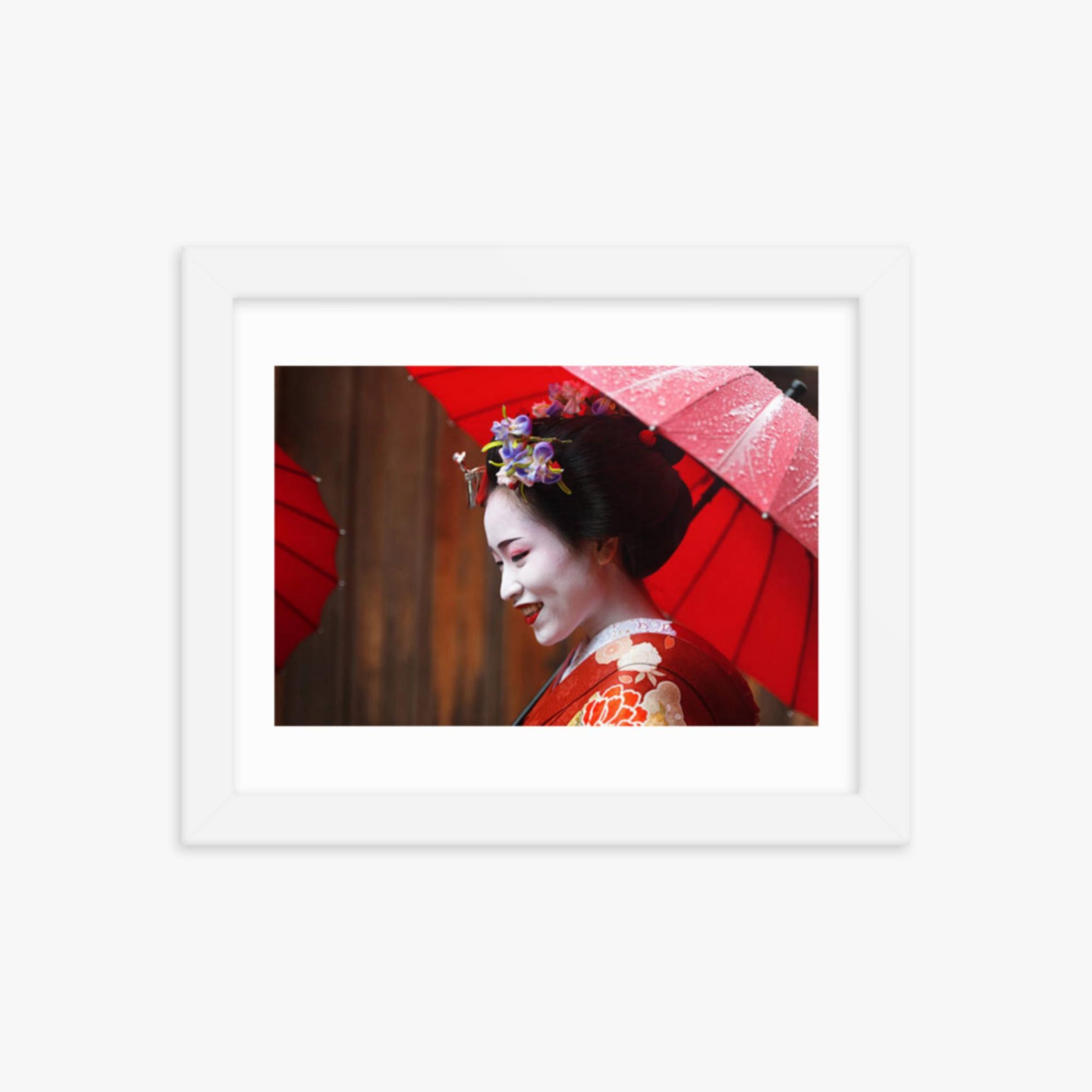 Maiko Girl 8x10 in Poster With White Frame