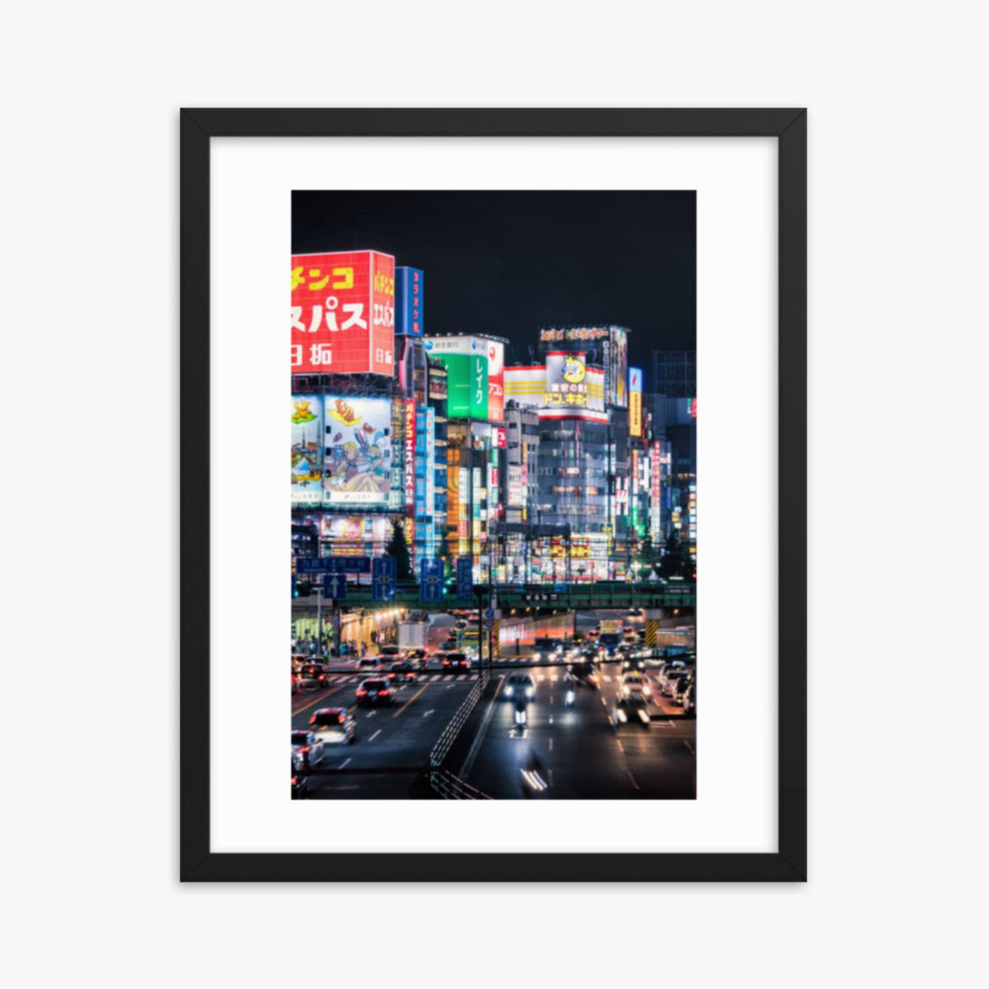 Shinjuku Streets at Night 16x20 in Poster With Black Frame